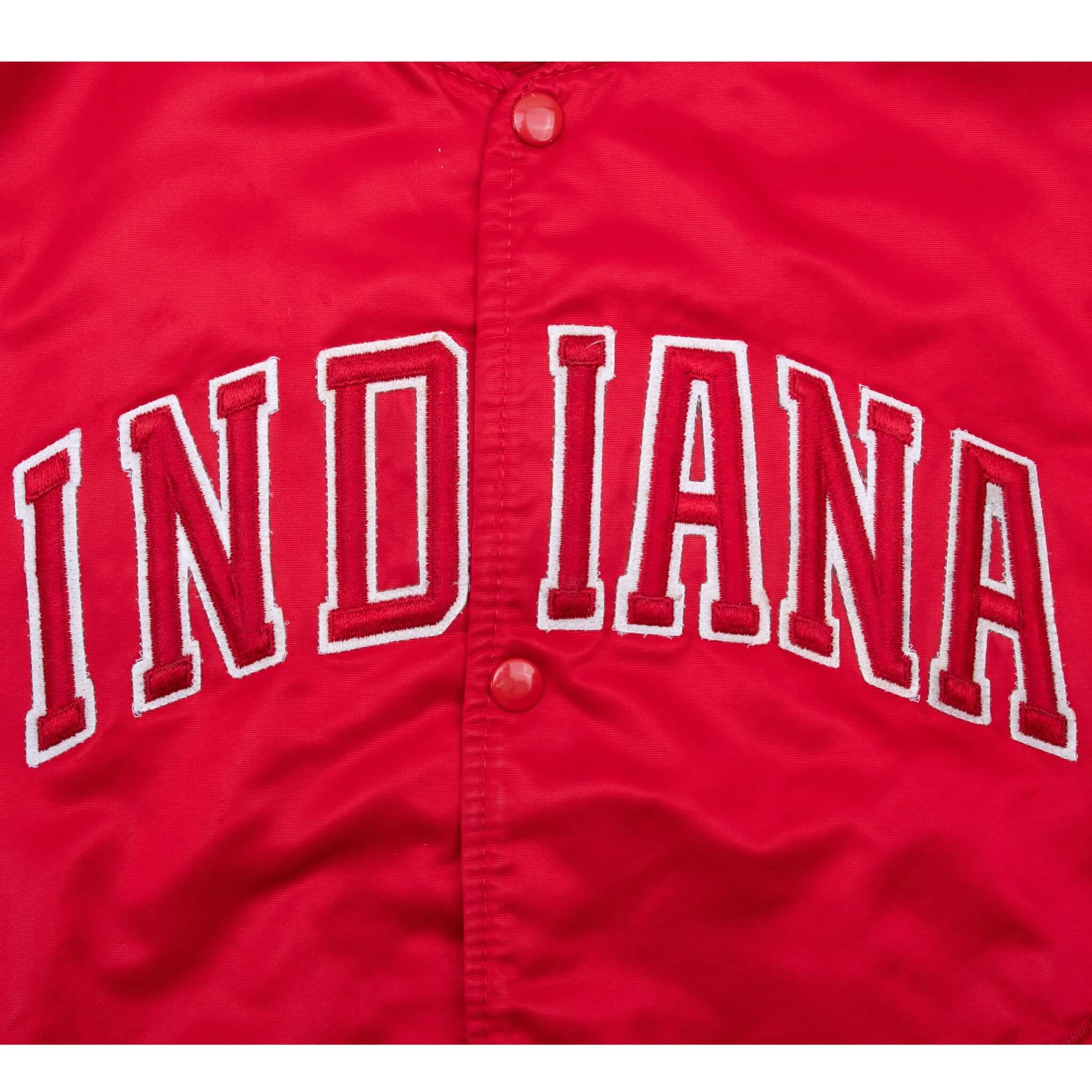 Vintage Indiana Red Satin Bomber Starter Jacket 1980S Size Large Made In Usa