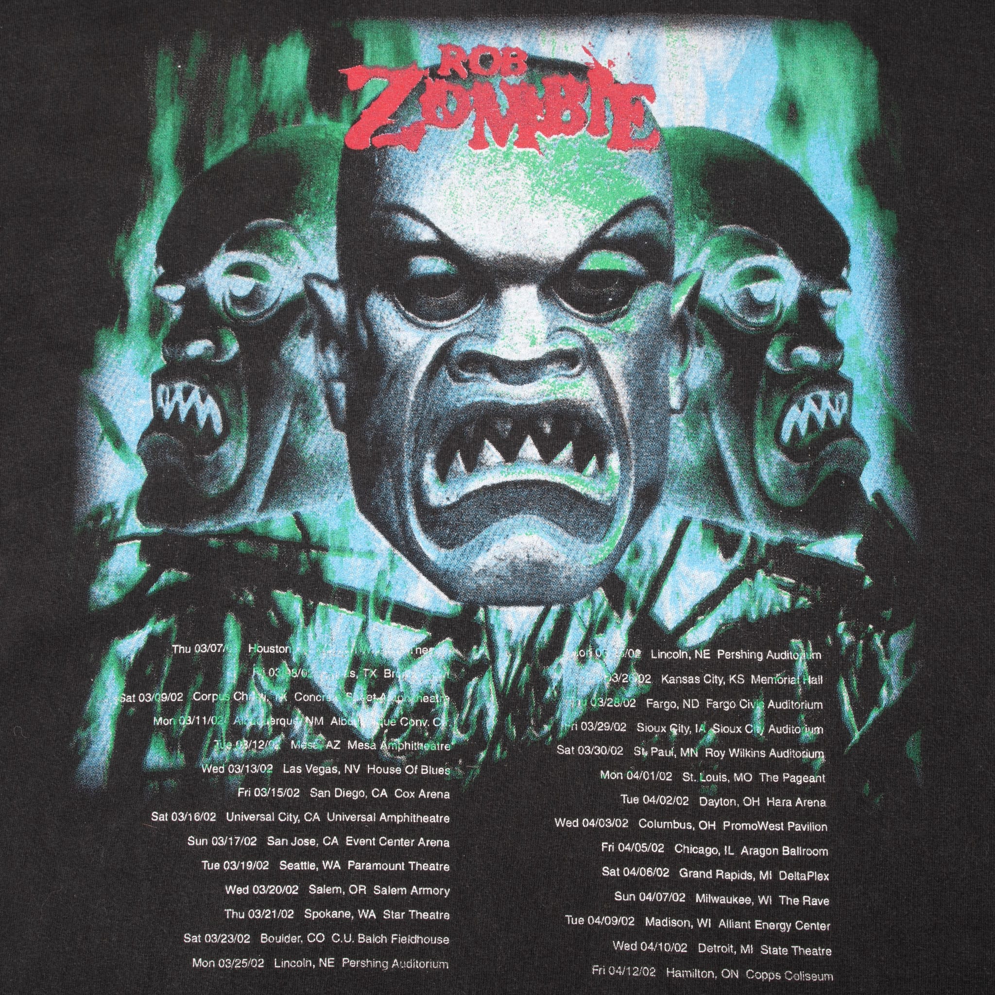 VINTAGE ROB ZOMBIE TOUR 2002 LONG SLEEVE TEE SHIRT SIZE XL