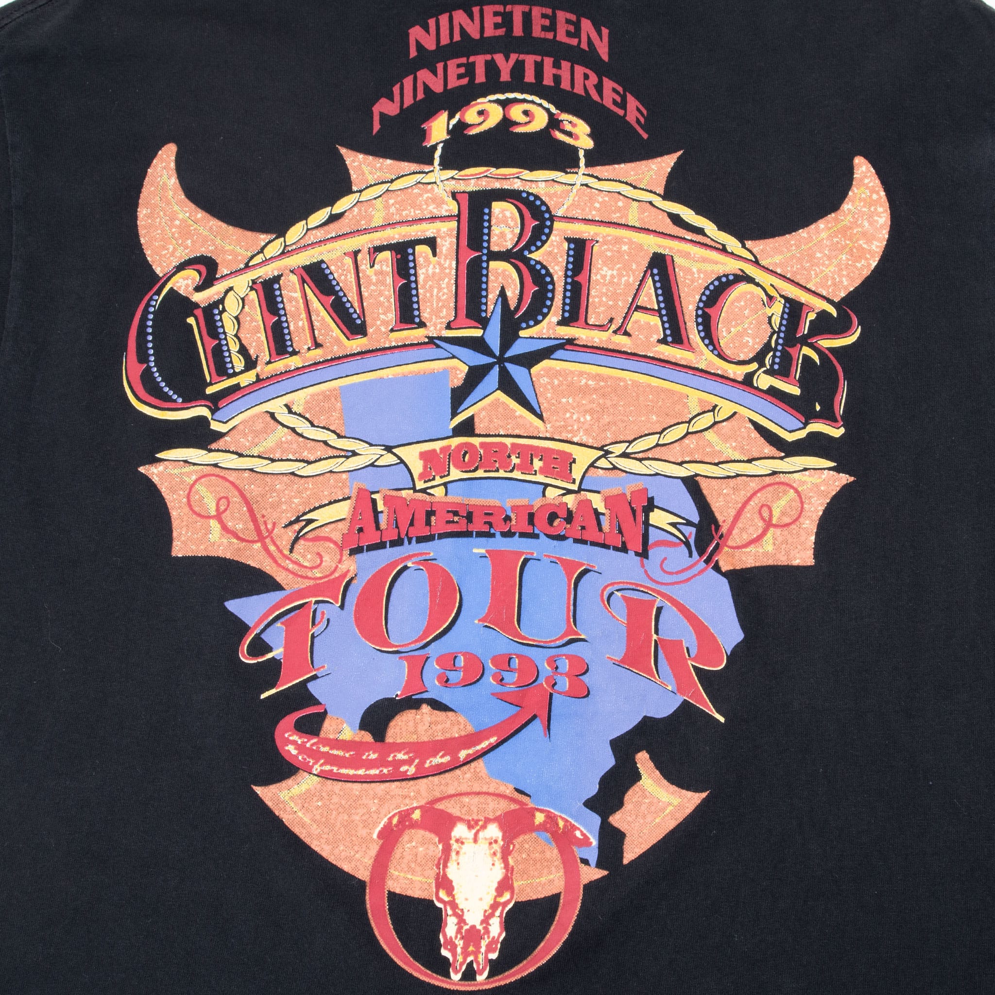 VINTAGE CLINT BLACK NORTH AMERICAN TOUR 1993 TEE SHIRT LARGE MADE IN USA