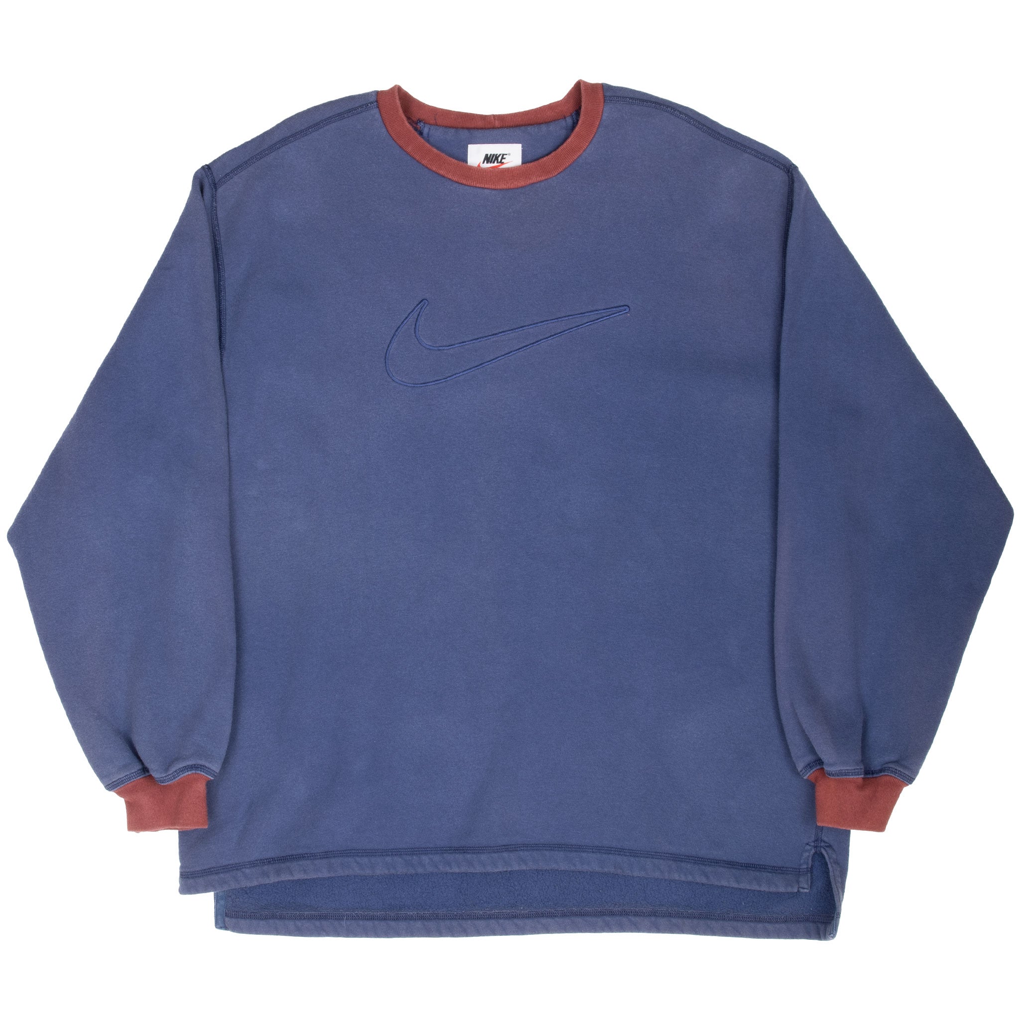 Vintage Nike Big Swoosh Navy Blue Sweatshirt 1990S Large