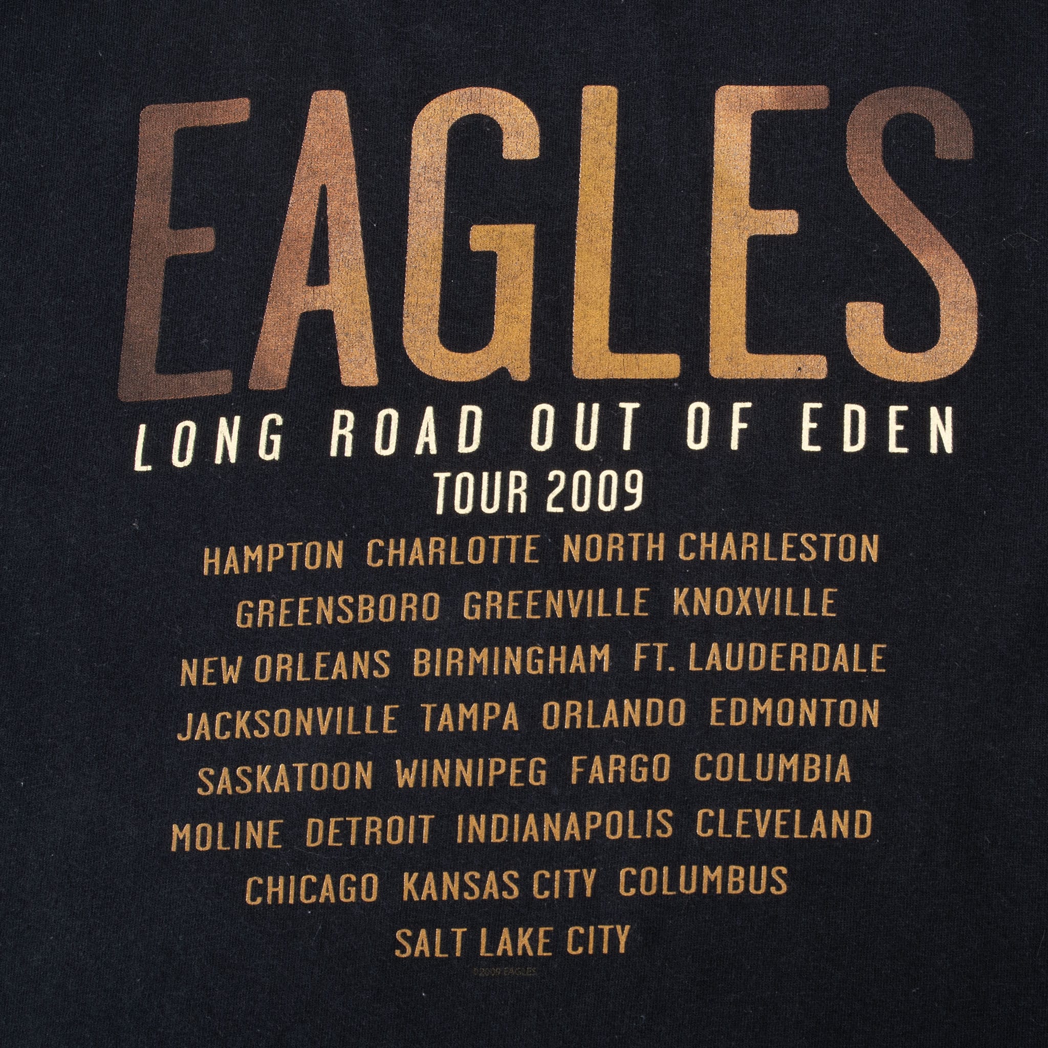 VINTAGE EAGLES LONG ROAD OUT OF EDEN TOUR 2009 BLACK TEE SHIRT 3XL