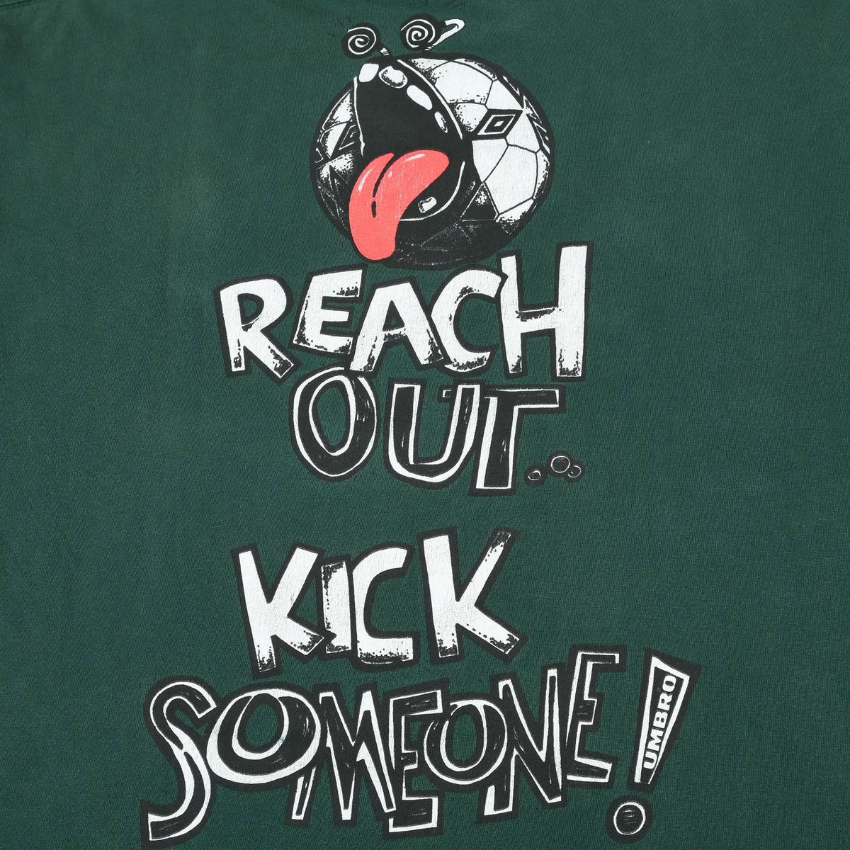 Close-up of Umbro Reach Out Kick Someone back print