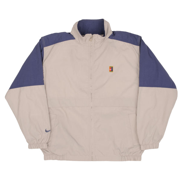 Vintage Nike Tennis Windbreaker Beige Jacket 1990S Size XL Youth Equivalent Medium