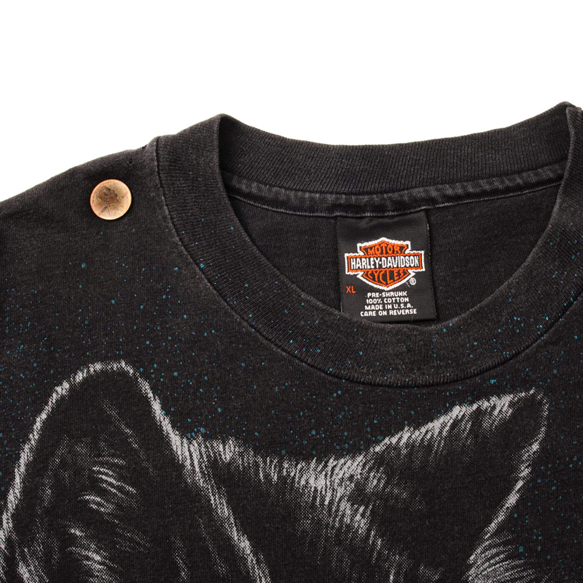 VINTAGE ALL OVER PRINT HARLEY DAVIDSON TEE SHIRT 1990s SIZE LARGE MADE IN USA