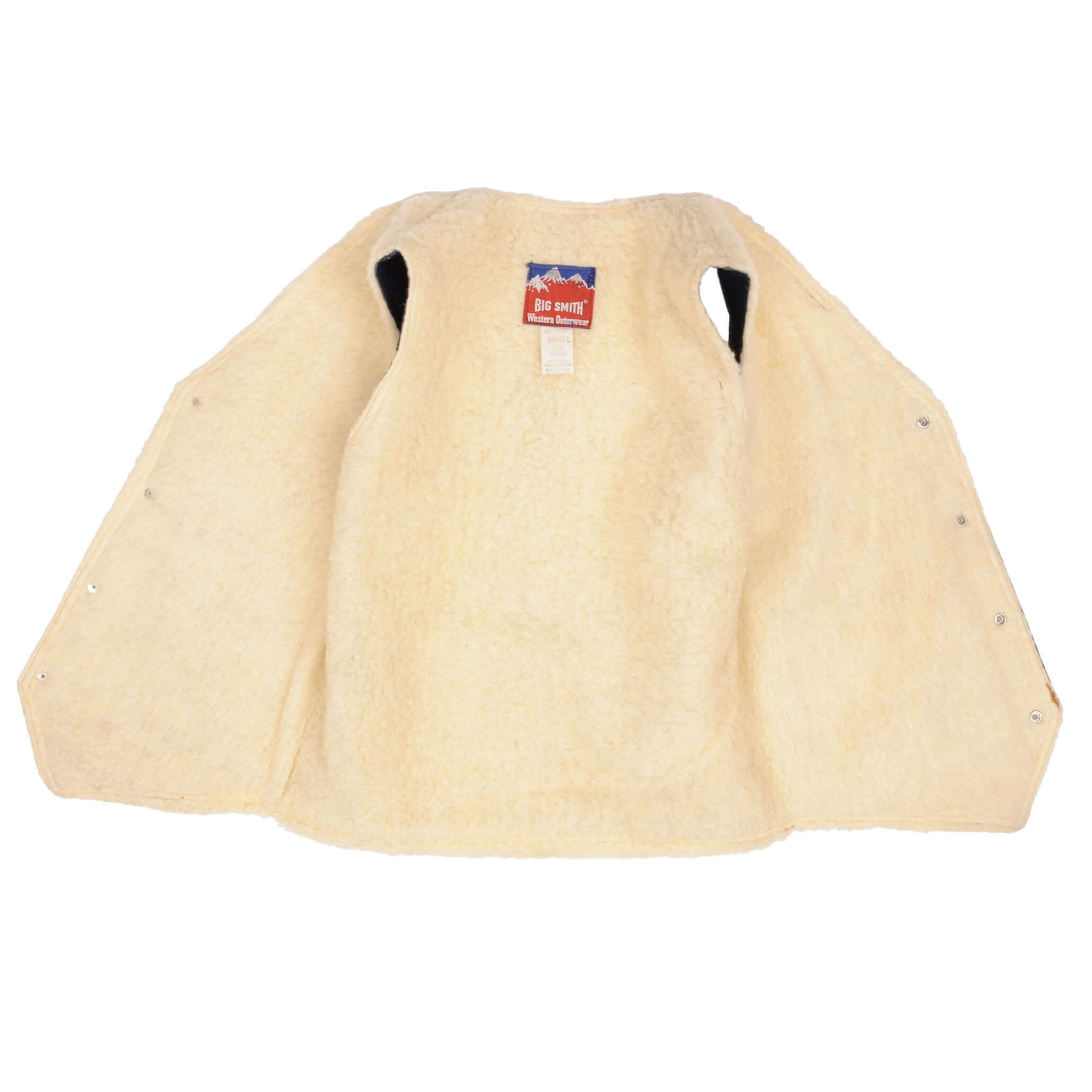 Vintage Big Smith Western Outwear Sherpa Denim Sleeveless Jacket Size Small Made In Usa 