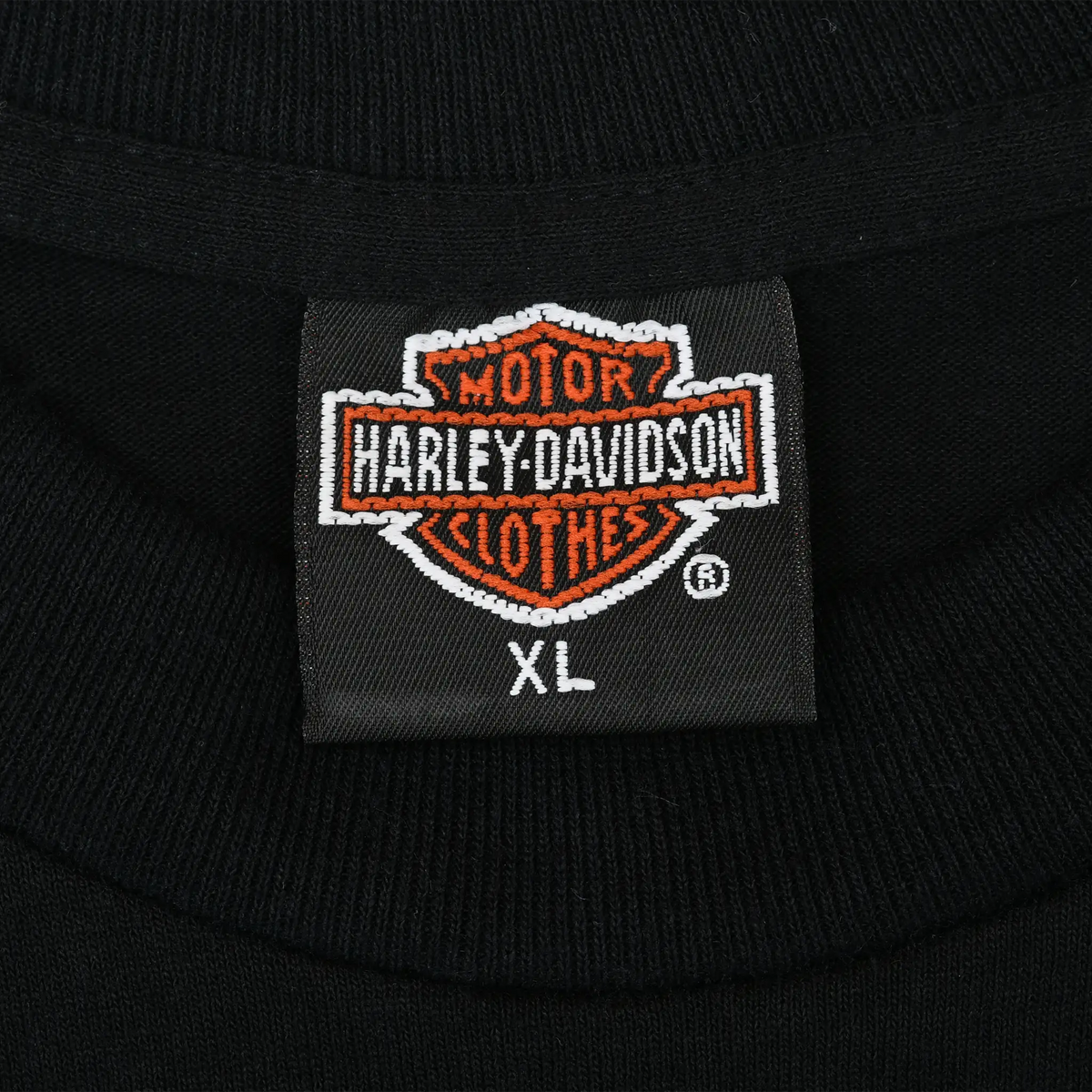 Harley-Davidson Motor Clothes XL neck tag on black T-shirt