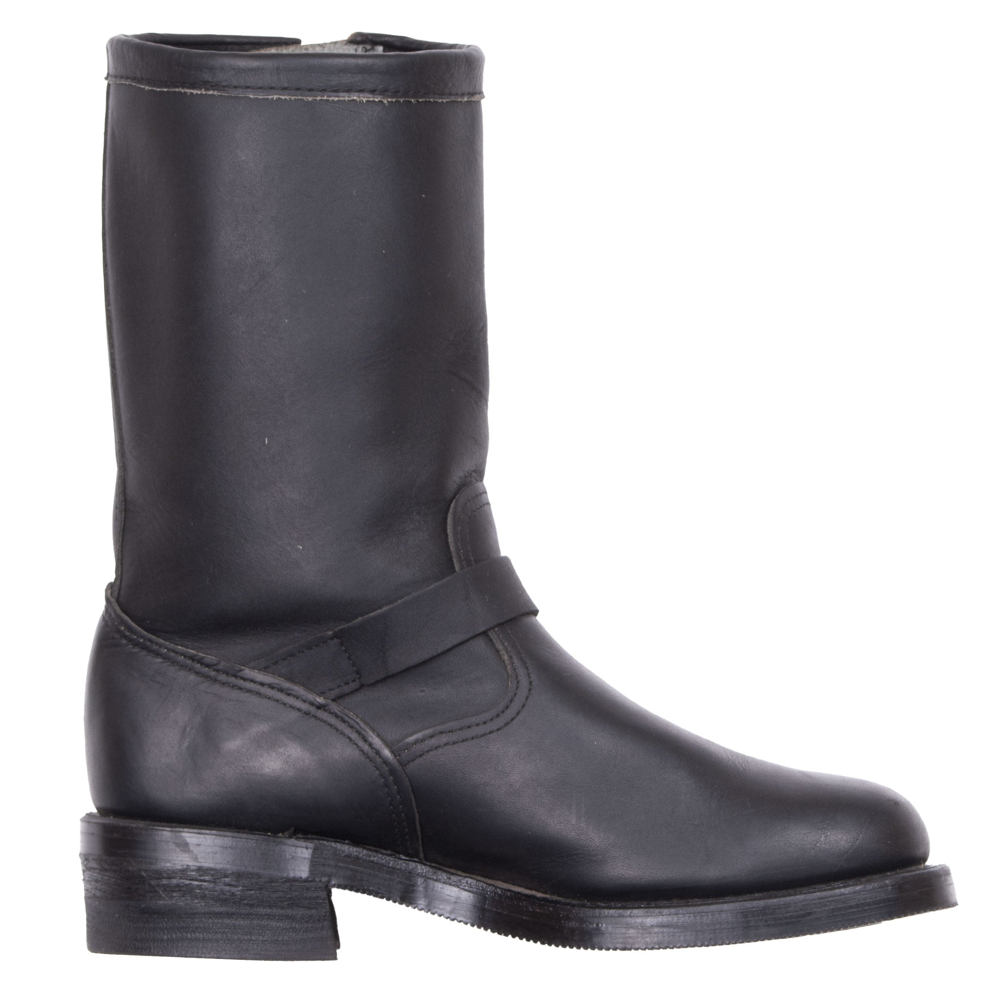 VINTAGE CHIPPEWA STEEL TOE BLACK LEATHER ENGINEER BOOTS SIZE 8.5 MADE IN USA