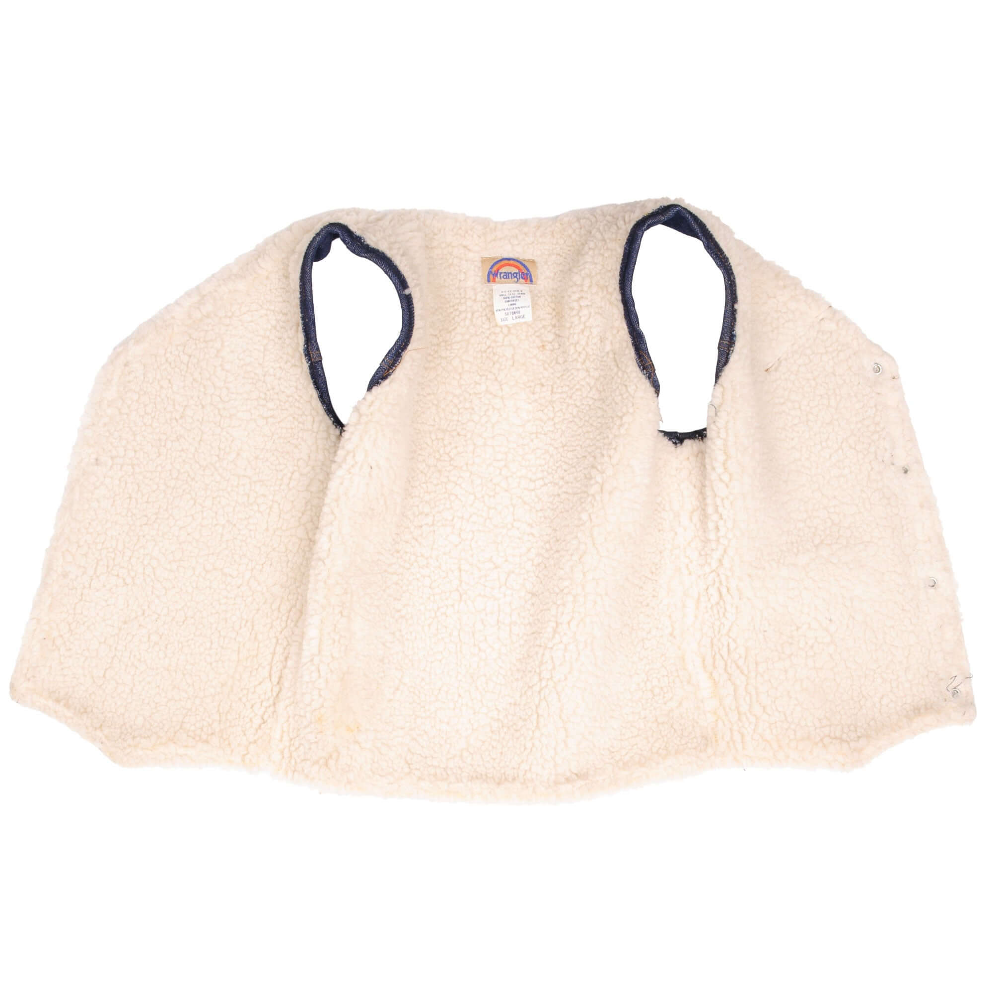 Vintage Wrangler Sherpa Denim Sleeveless Jacket Small Made In Usa Deadstock With Tags