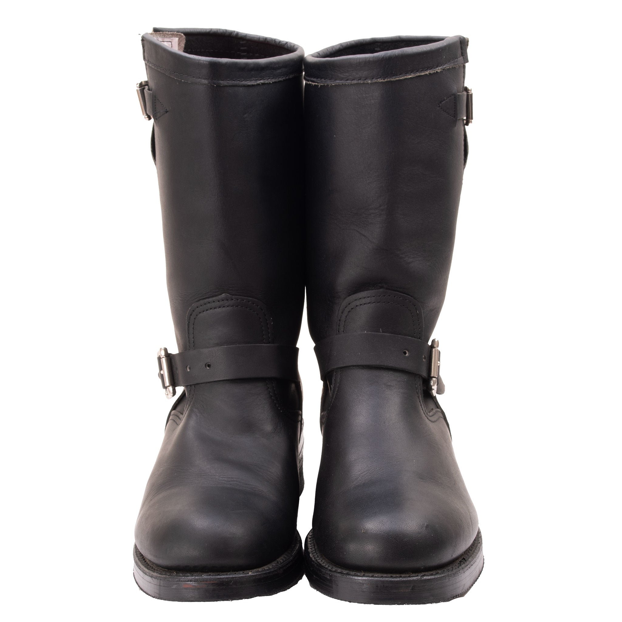 VINTAGE CHIPPEWA STEEL TOE BLACK LEATHER ENGINEER BOOTS SIZE 8.5 MADE IN USA