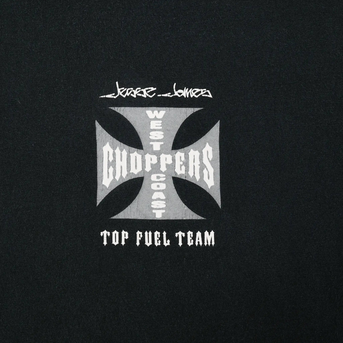 Close-up of Jesse James West Coast Choppers Top Fuel Team chest print