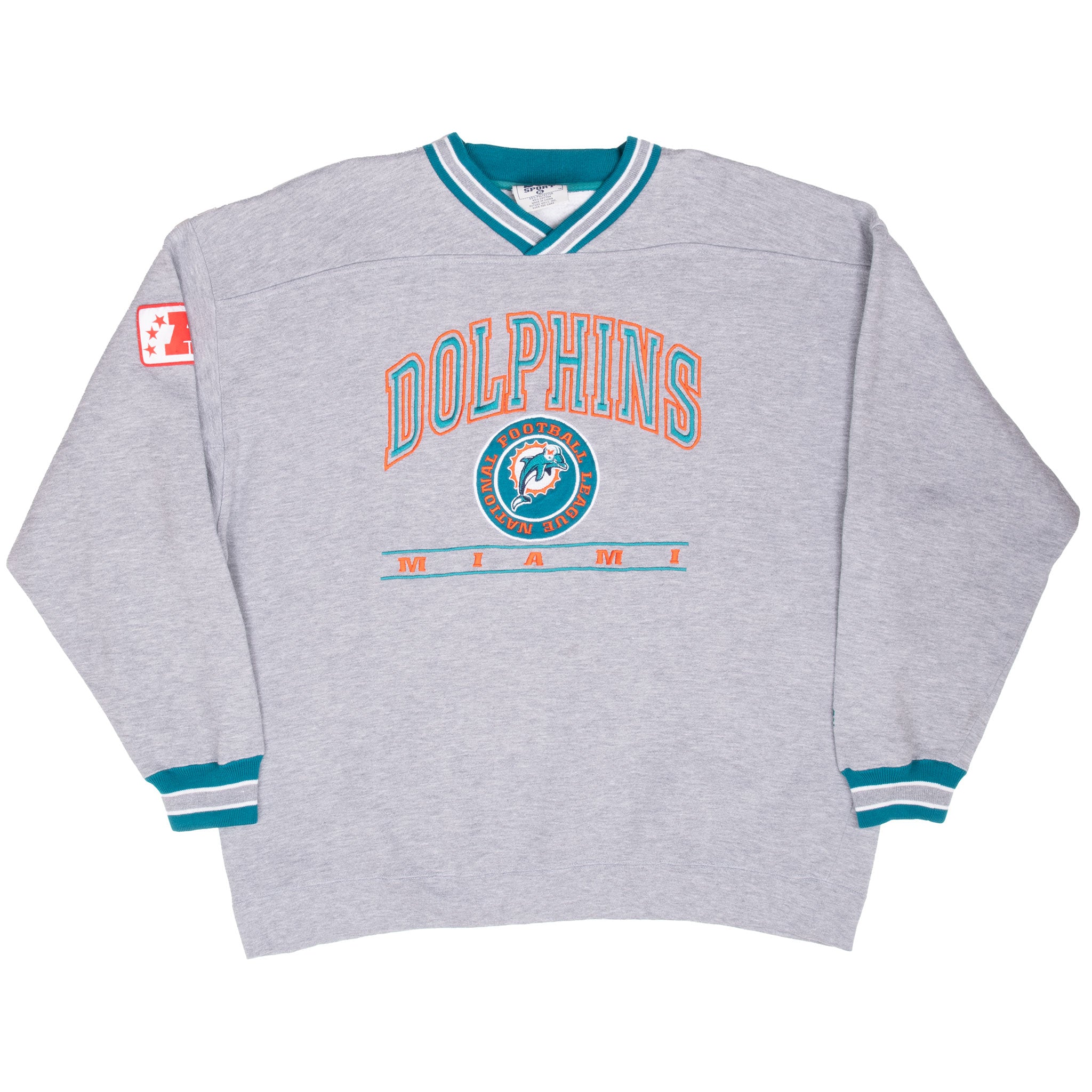 Vintage Nfl Miami Dolphins Embroidered 1990S Sweatshirt Size XL Made In Usa