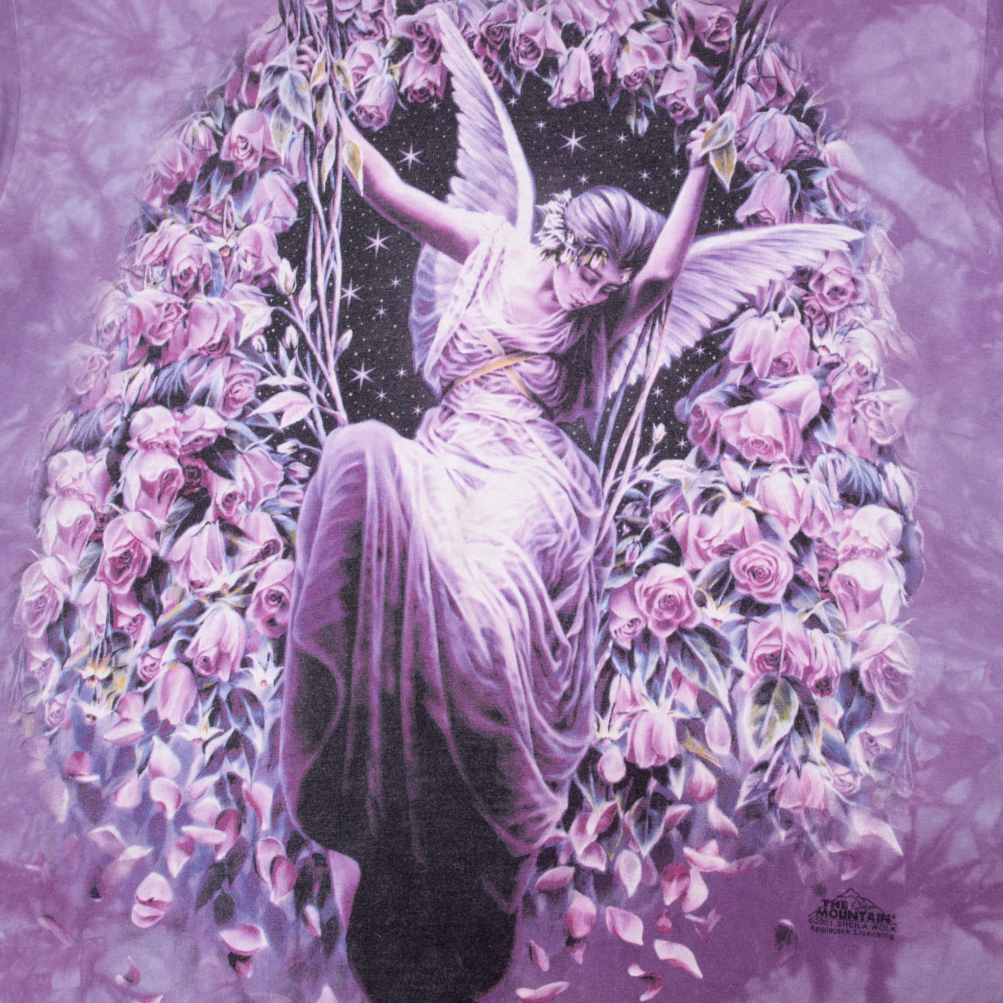VINTAGE TIE-DYE THE MOUNTAIN FAIRY ANGEL PURPLE TEE SHIRT 2001 SIZE LARGE