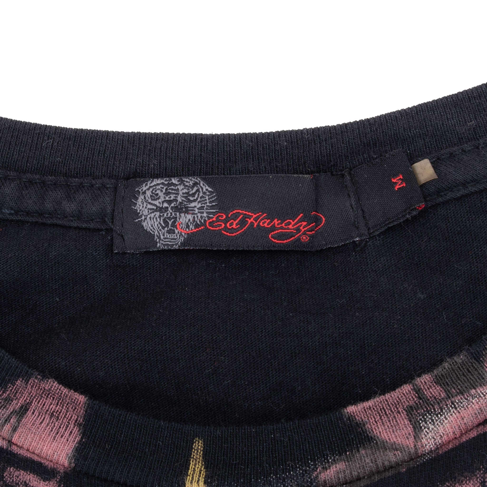 Vintage Ed Hardy All Over Print Rhine Stones Tee Shirt 2000S Medium
