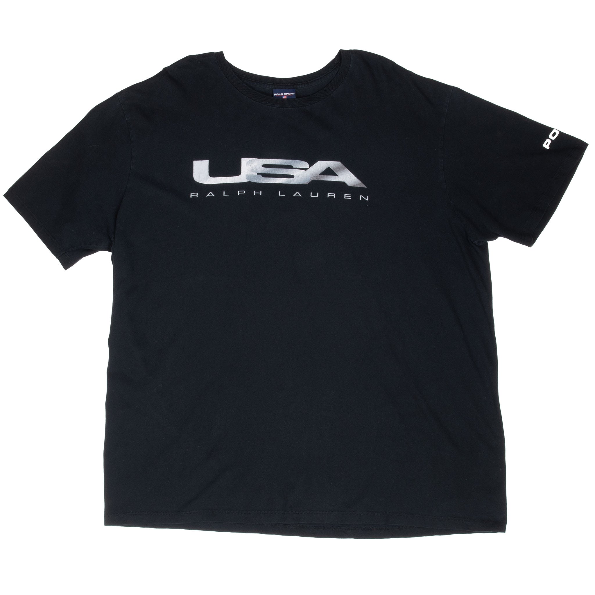 VINTAGE POLO RALPH LAUREN USA NAVY BLUE TEE SHIRT 1990S 2XL