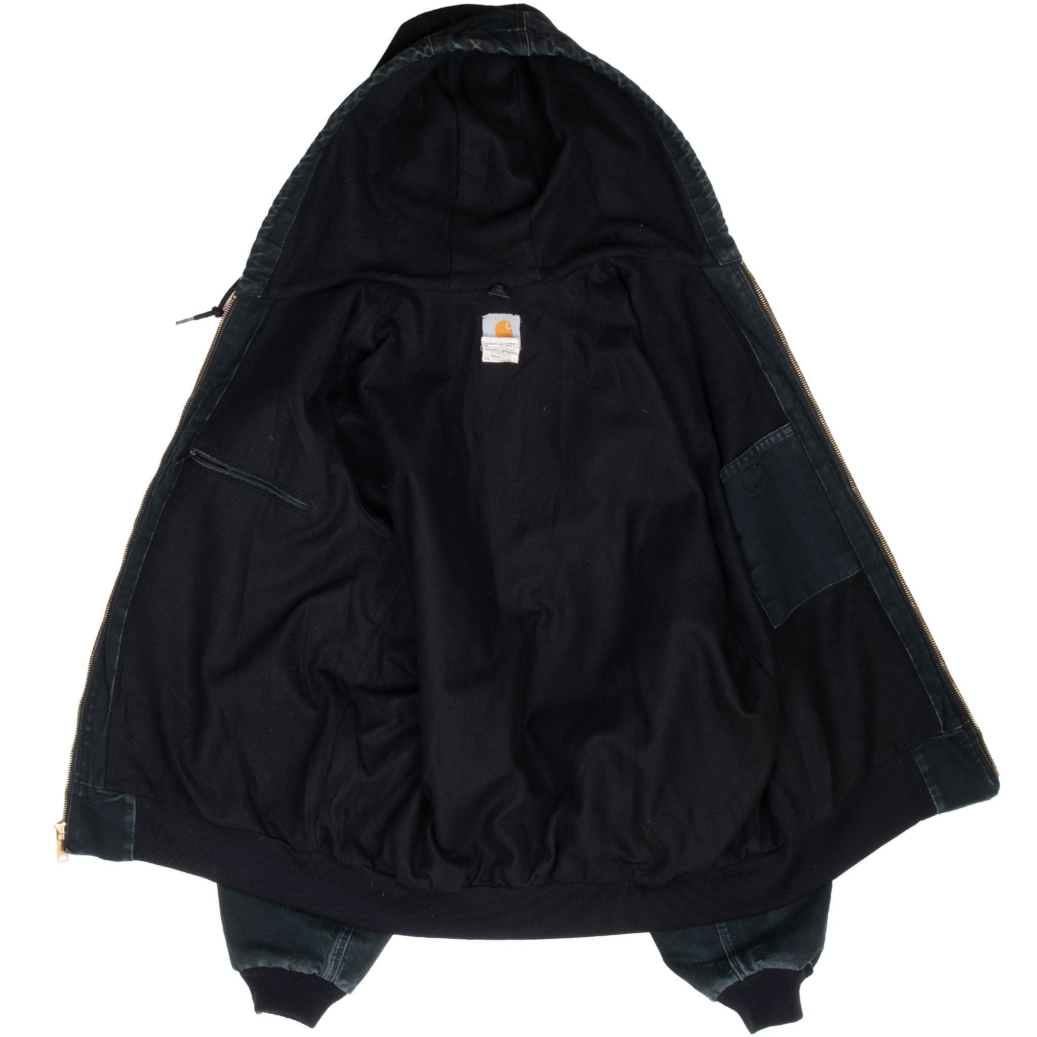 Vintage Carhartt Black Hooded Active Jacket 2006 J131Blk Size Large Made In Usa