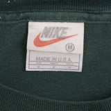 Vintage Nike Small Swoosh Embroidered Green Tee Shirt Late 1990s Size Medium Made In USA