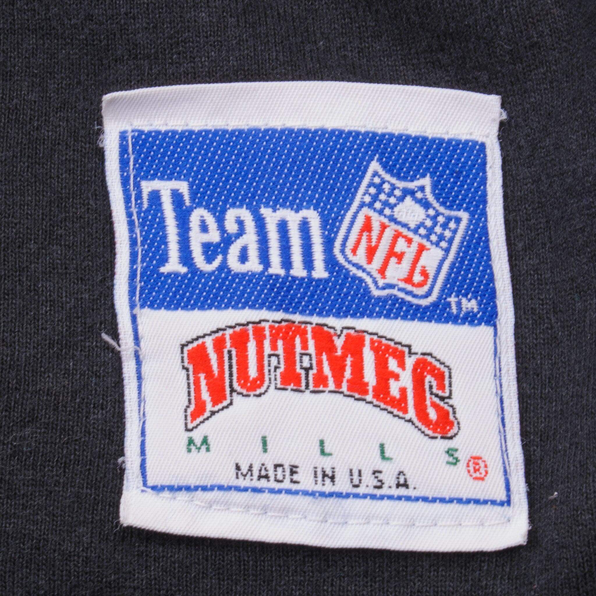 Vintage NFL Los Angeles Raiders Nutmeg Tee Shirt 1990S Size Medium Made In USA With Single Stitch Sleeves