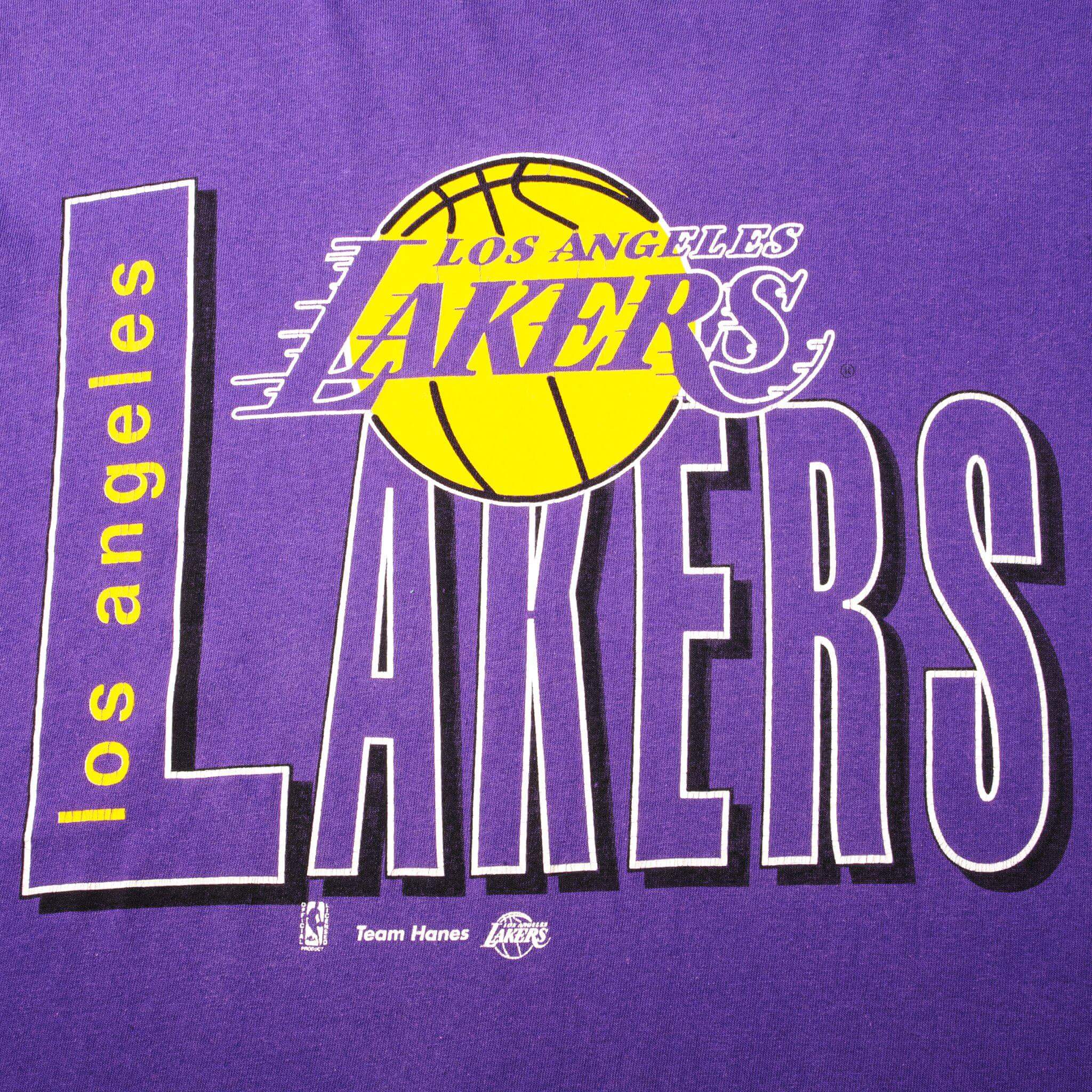 Vintage NBA Los Angeles Lakers Tee Shirt Size Medium Made In USA With Single Stitch Sleeves.