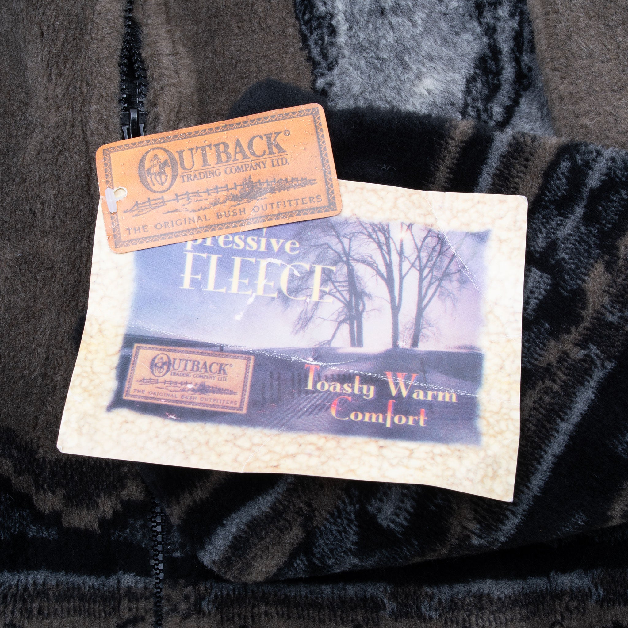 Vintage Animal Print Wild Horses Outback Fleece Jacket Size Large Deadstock