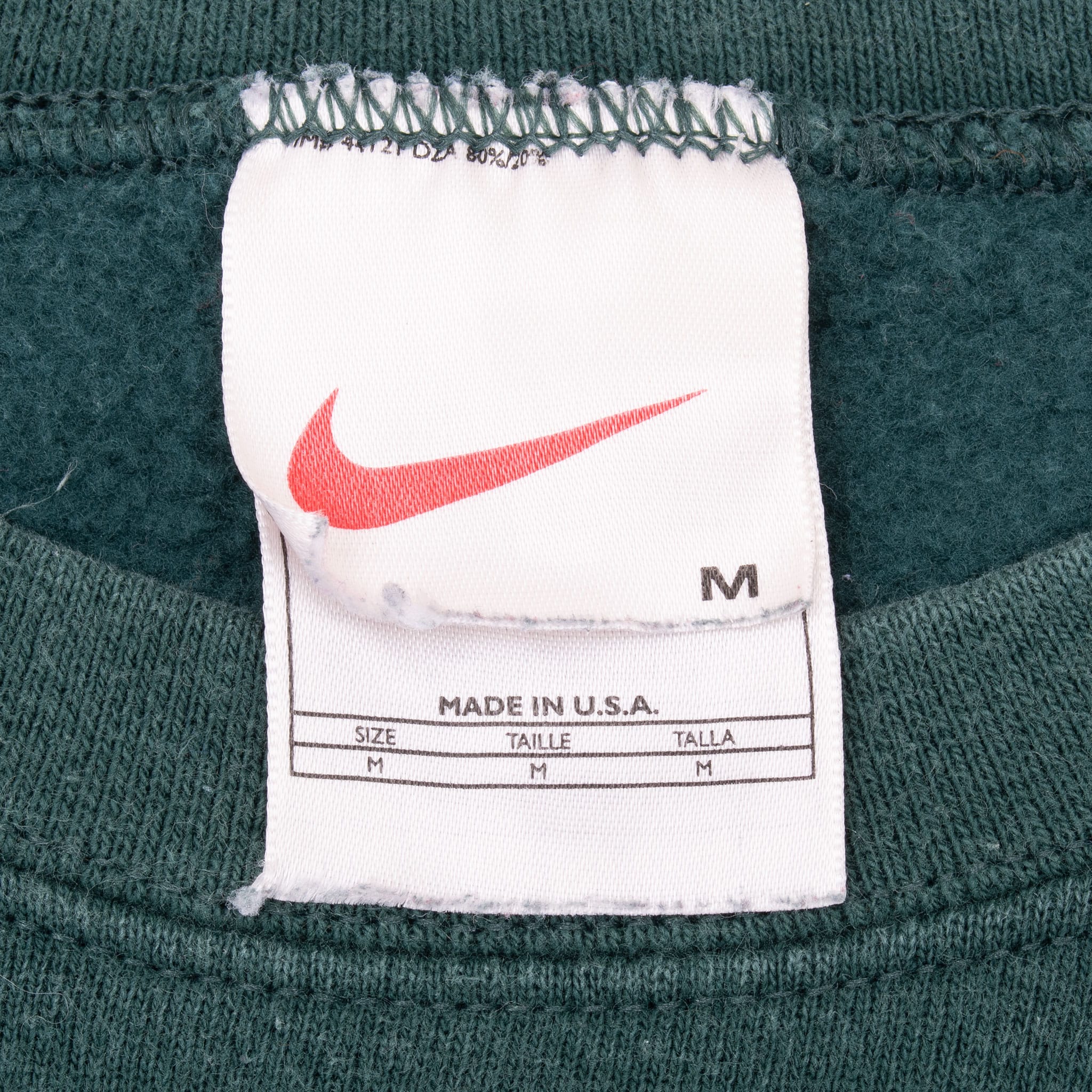 VINTAGE NIKE SWOOSH GREEN SWEATSHIRT 1990S MEDIUM MADE IN USA