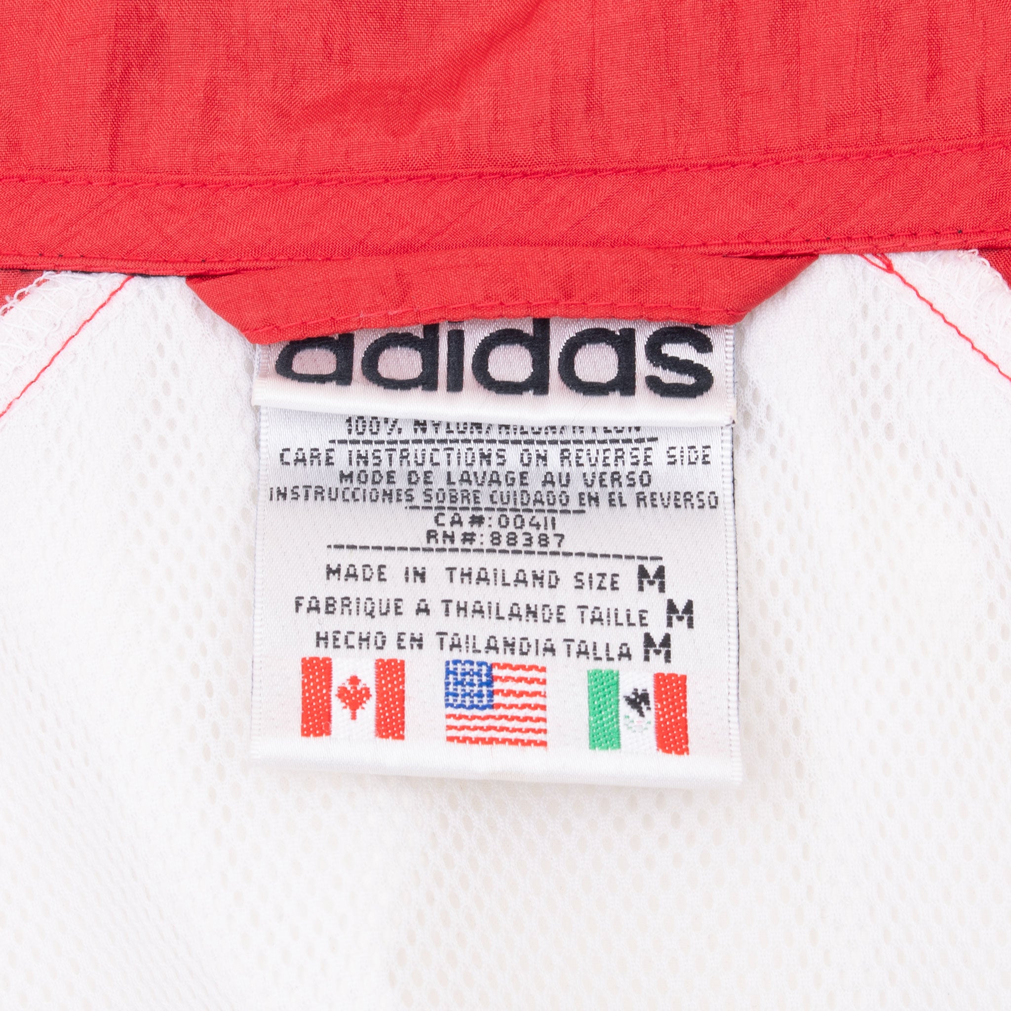 Vintage Adidas White Red Black Windbreaker Jacket 1990S Size Medium