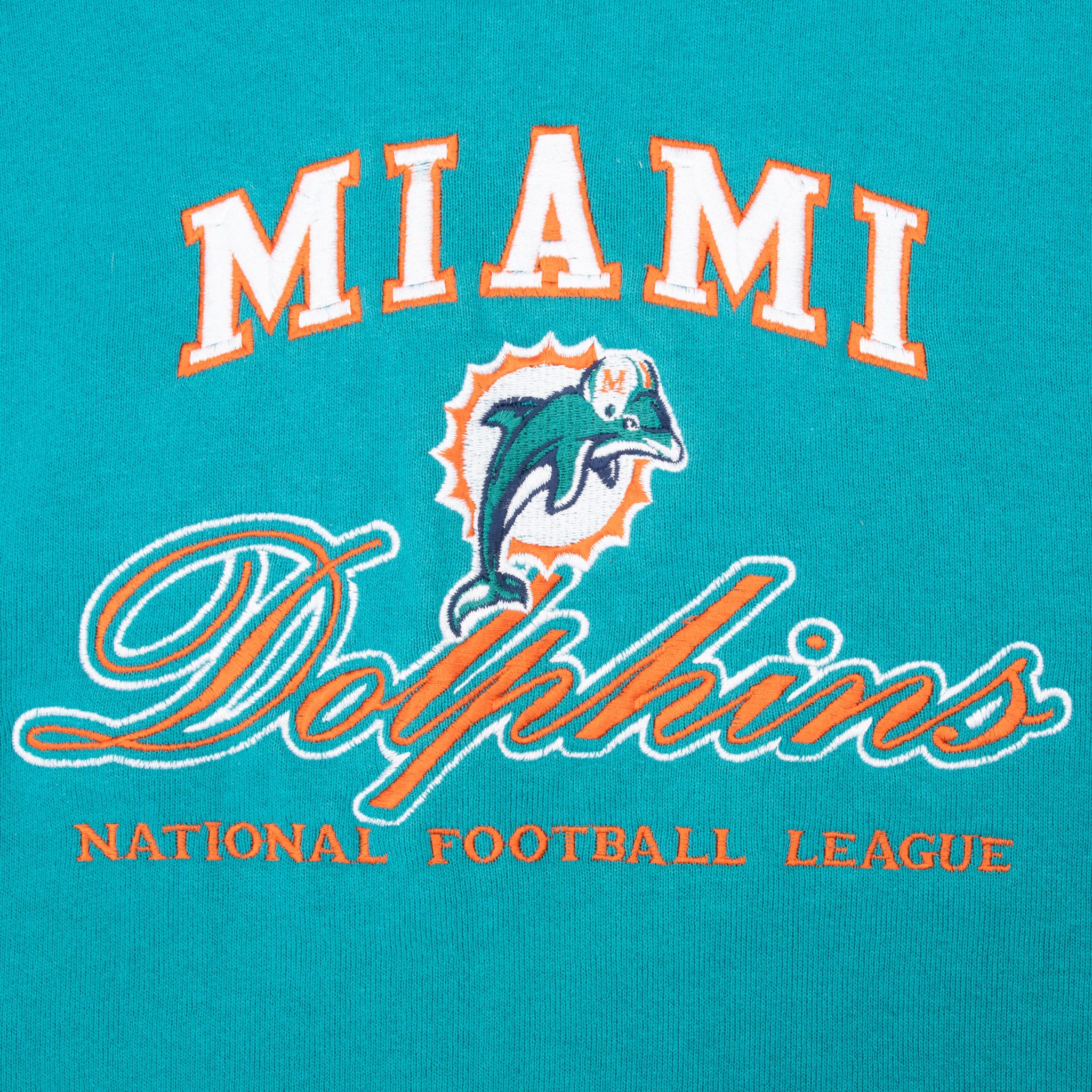 VINTAGE NFL MIAMI DOLPHINS EMBROIDERED SWEATSHIRT 1990S MEDIUM MADE IN USA