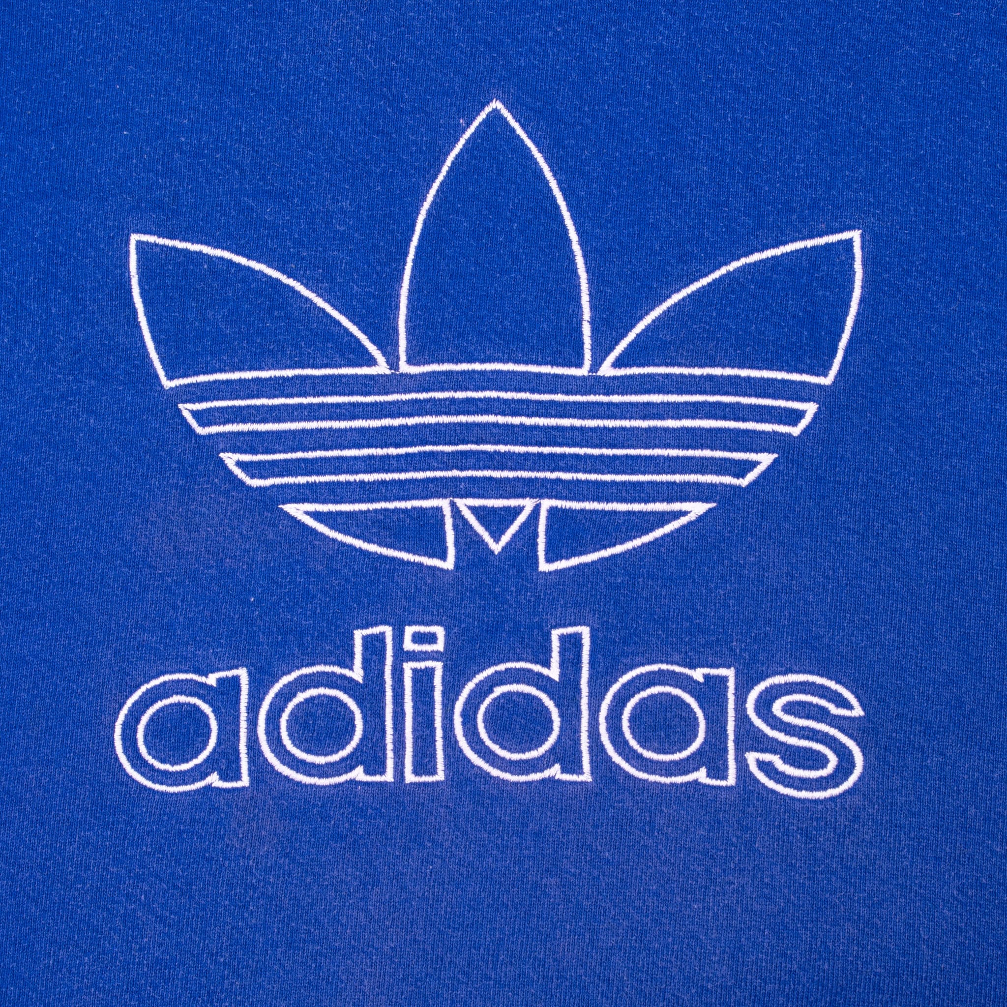 VINTAGE ADIDAS FADED BLUE CREWNECK SWEATSHIRT 1990S MEDIUM MADE IN USA