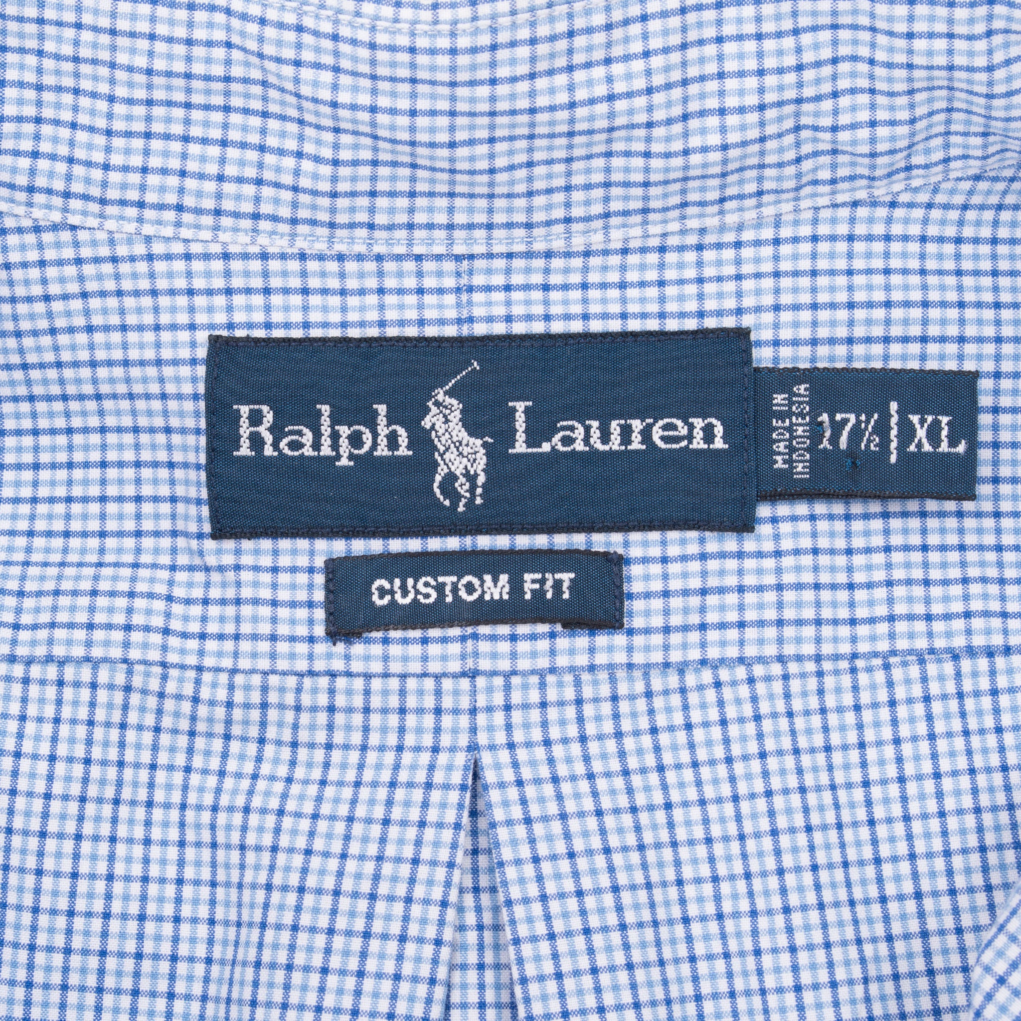 Vintage Ralph Lauren Blue Plaid Shirt 1990S Size XL