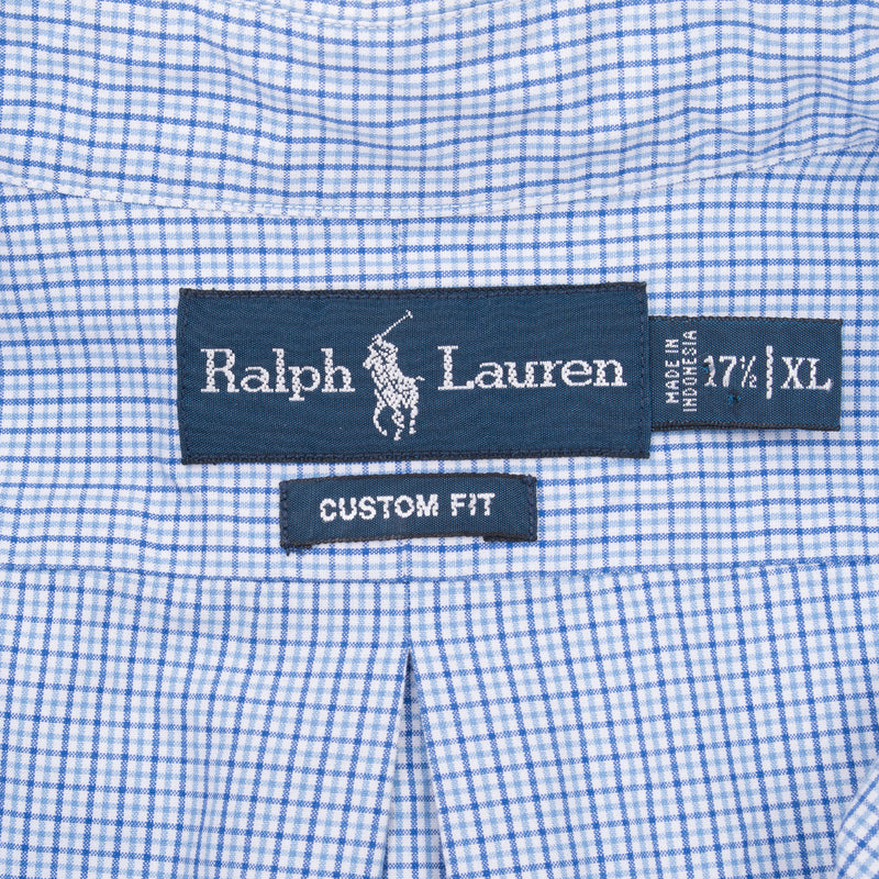 Vintage Ralph Lauren Blue Plaid Shirt 1990S Size XL