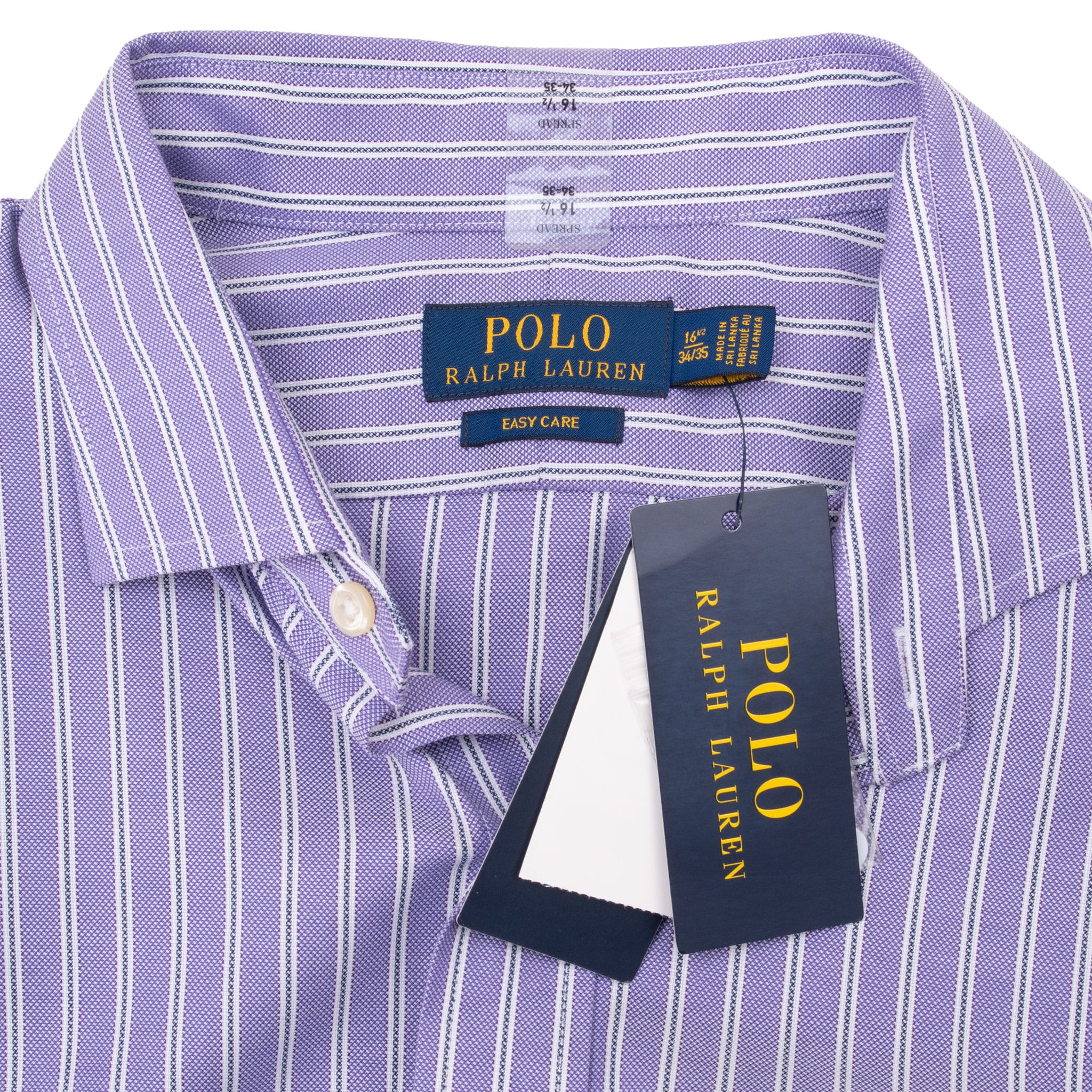 VINTAGE POLO RALPH LAUREN PURPLE STRIPED SHIRT SIZE 16 1/2 X 34/35 DEADSTOCK