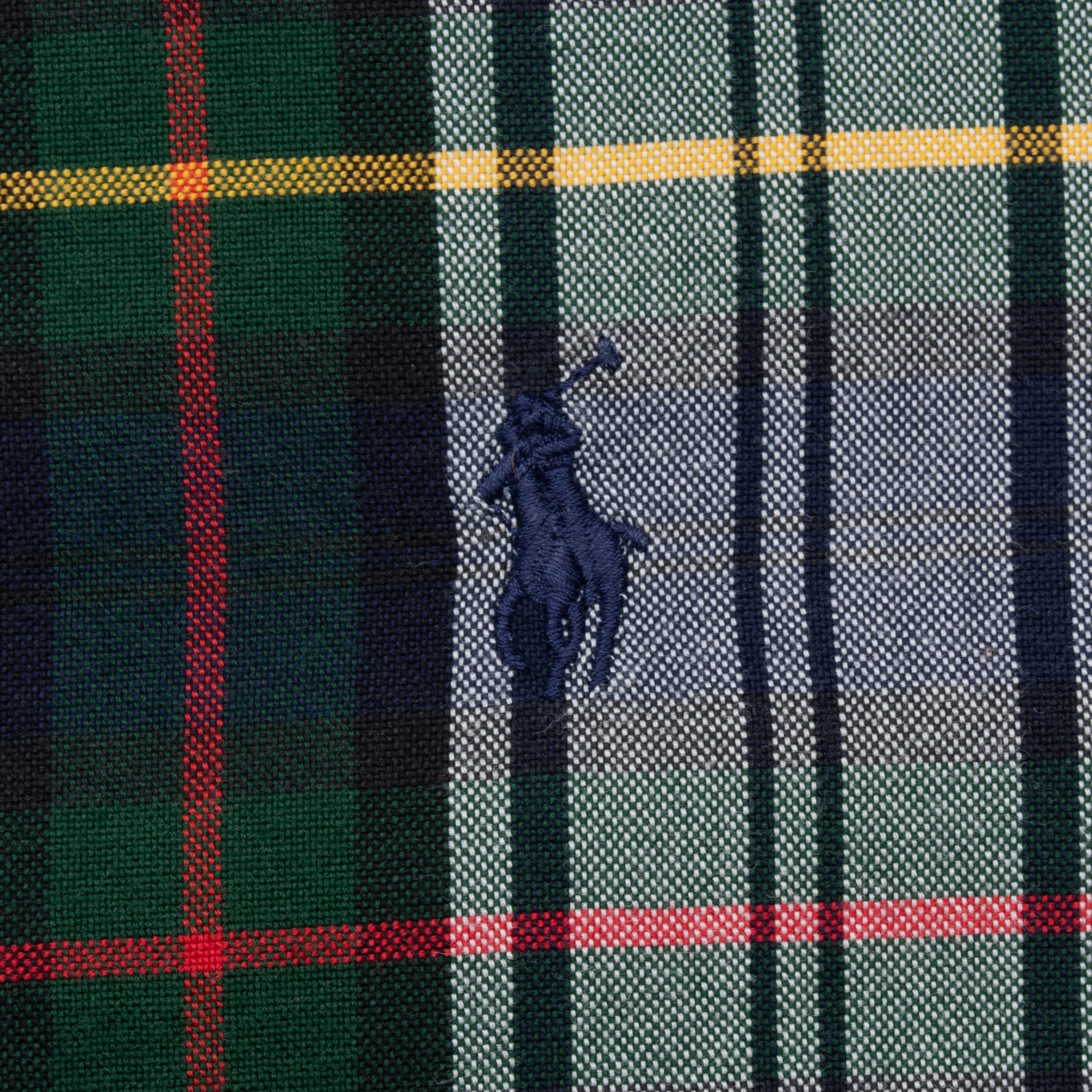 VINTAGE RALPH LAUREN GREEN RED BLUE PLAID PATCHWORK SHIRT LARGE