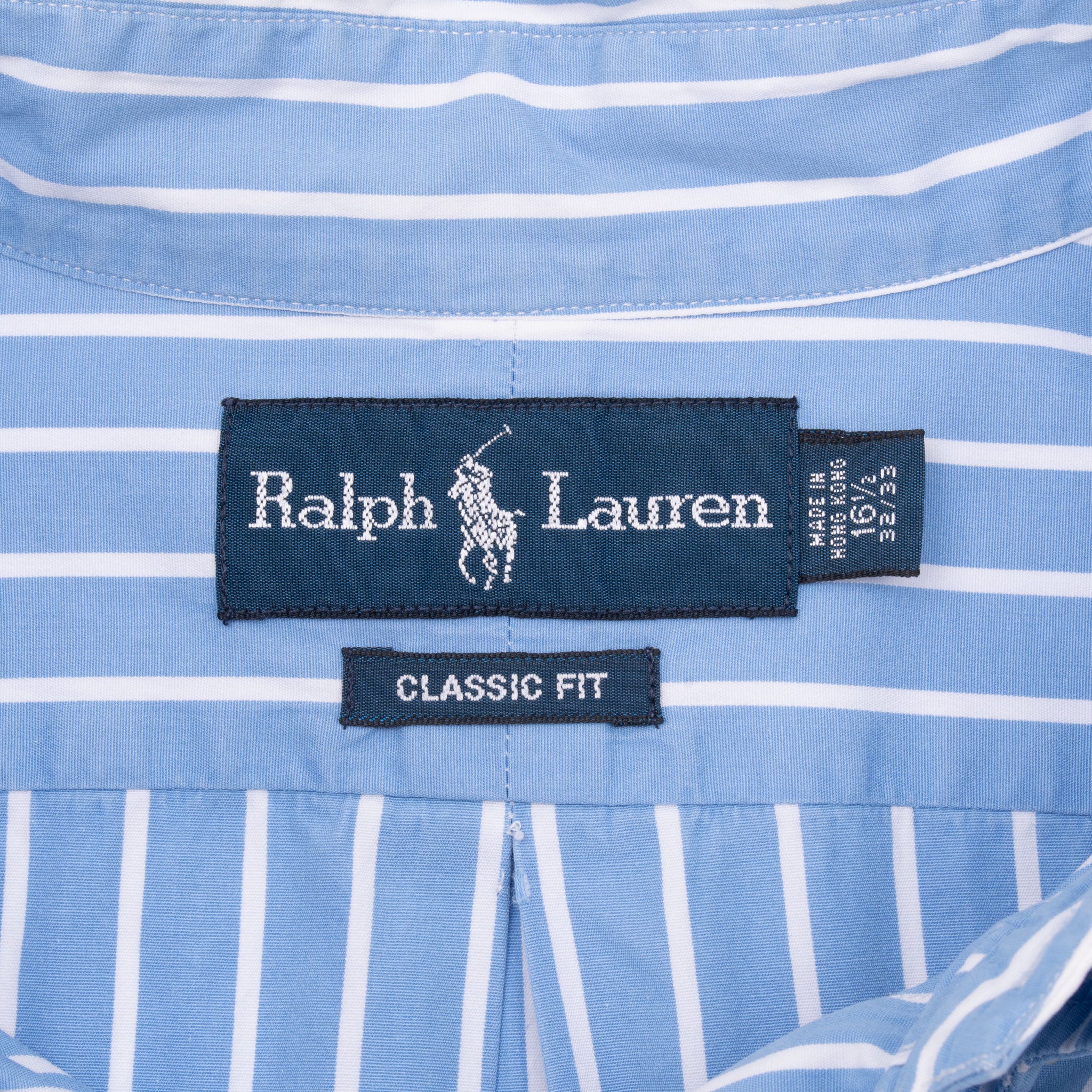 Vintage Ralph Lauren Blue Striped Shirt 1990S Size Large 16 1/2 X 32- 33