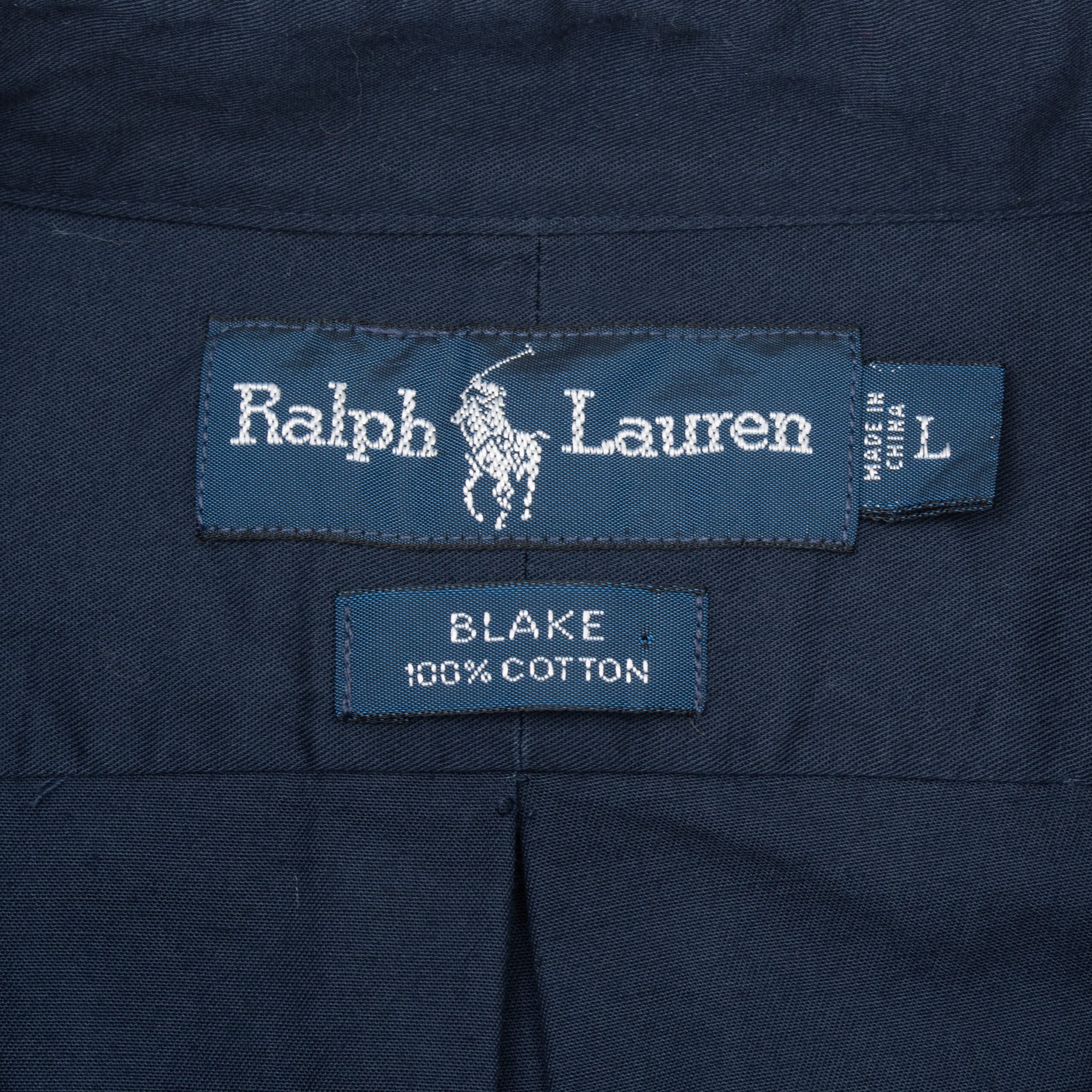 VINTAGE RALPH LAUREN NAVY BLUE SHIRT 1990S SIZE LARGE DEADSTOCK