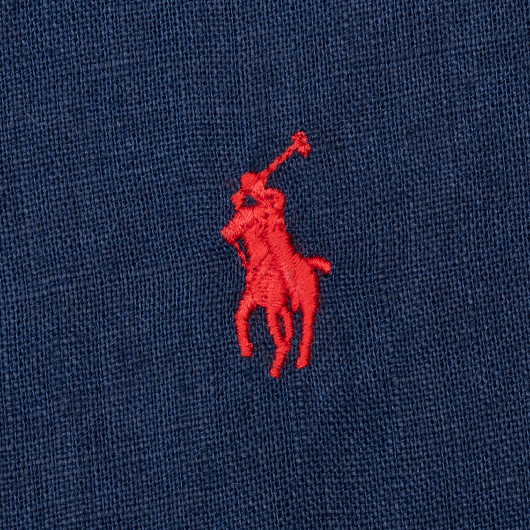 VINTAGE POLO RALPH LAUREN NAVY BLUE LINEN SHIRT SIZE MEDIUM