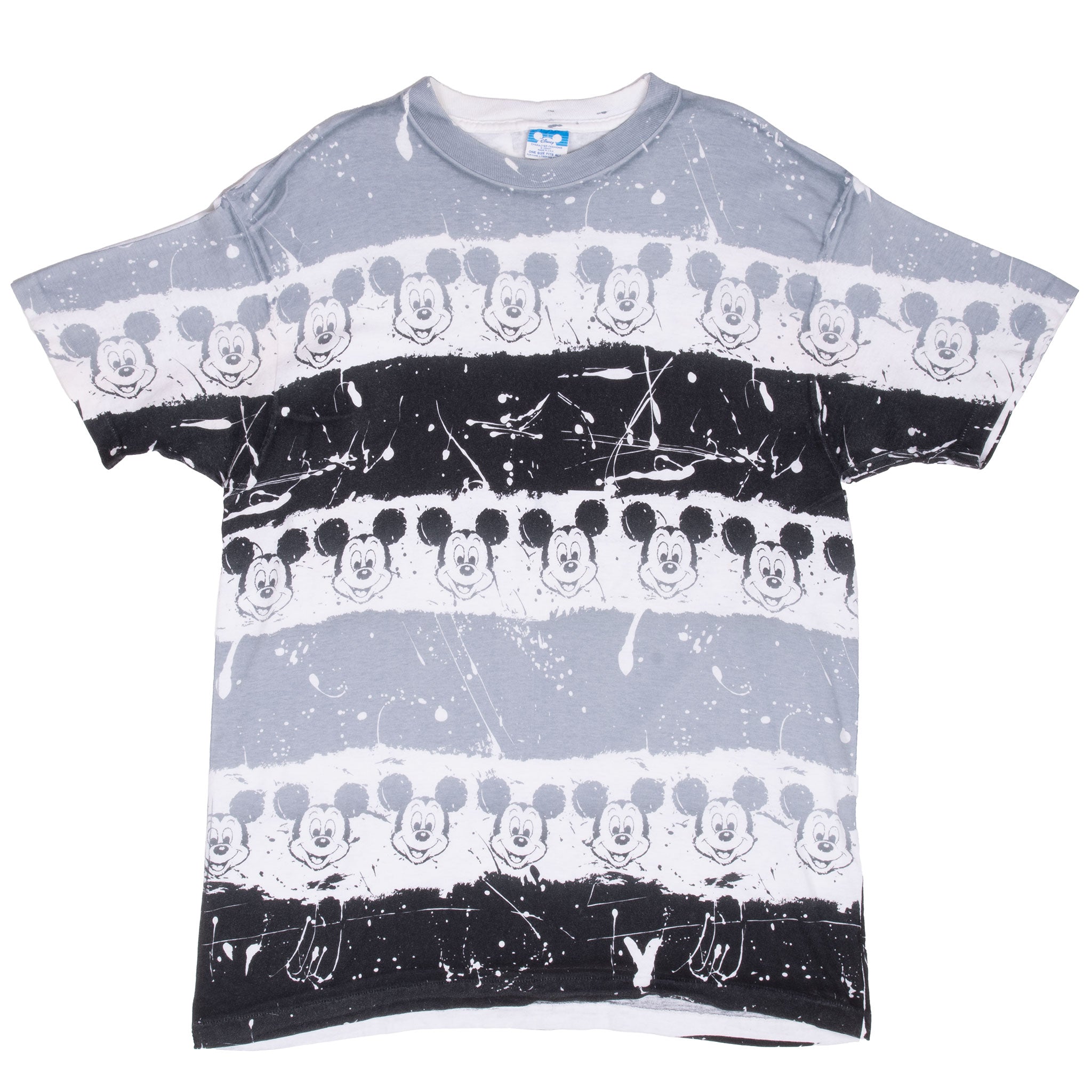 Vintage Disney Mickey Mouse All Over Print Tee Shirt 1990S Large Made In Usa With Single Stitch Sleeves