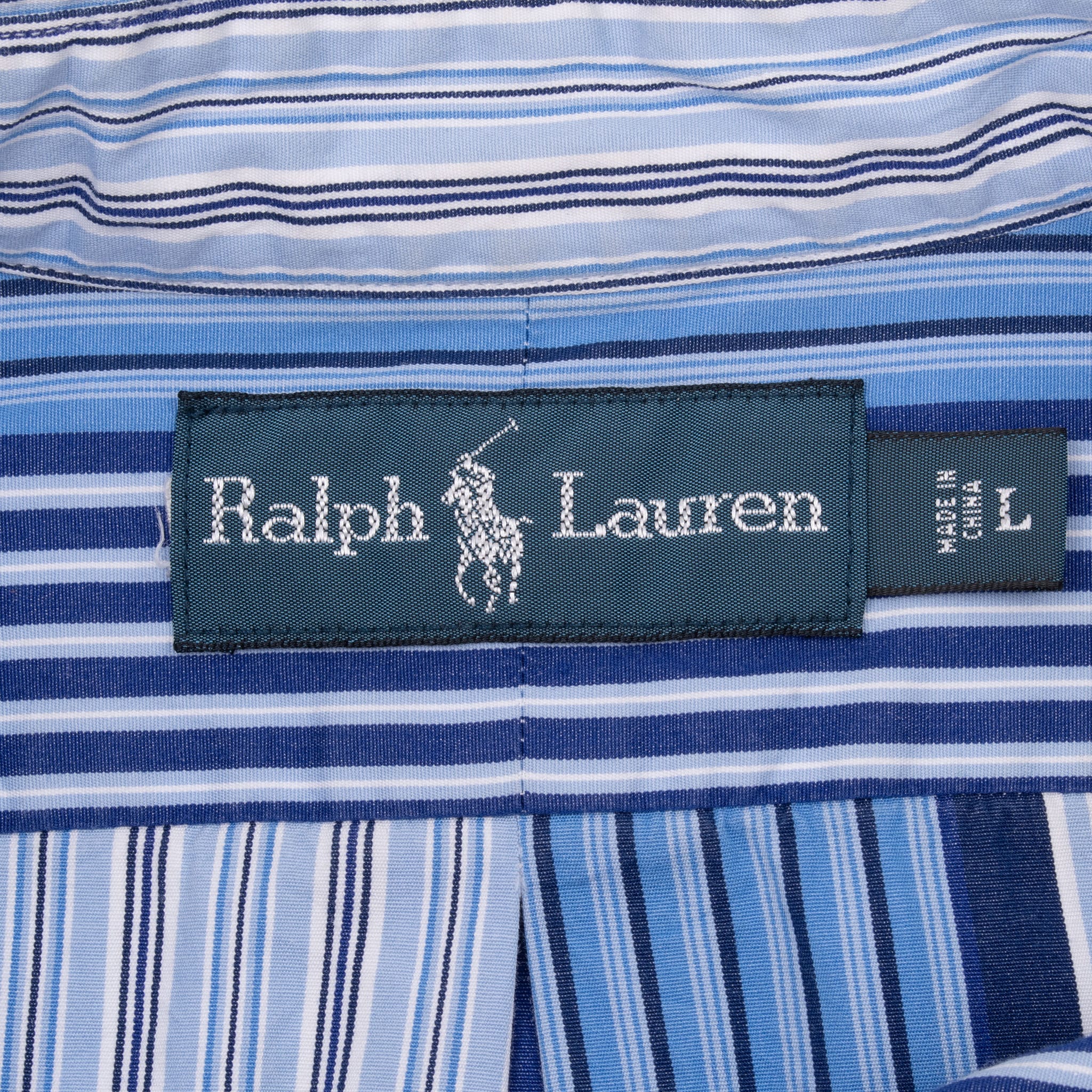 VINTAGE POLO RALPH LAUREN BLUE STRIPED SHIRT 1990S SIZE LARGE