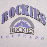 Vintage Black MLB Colorado Rockies Tee Shirt 1991 Size Large Made In USA With Single Stitch Sleeves