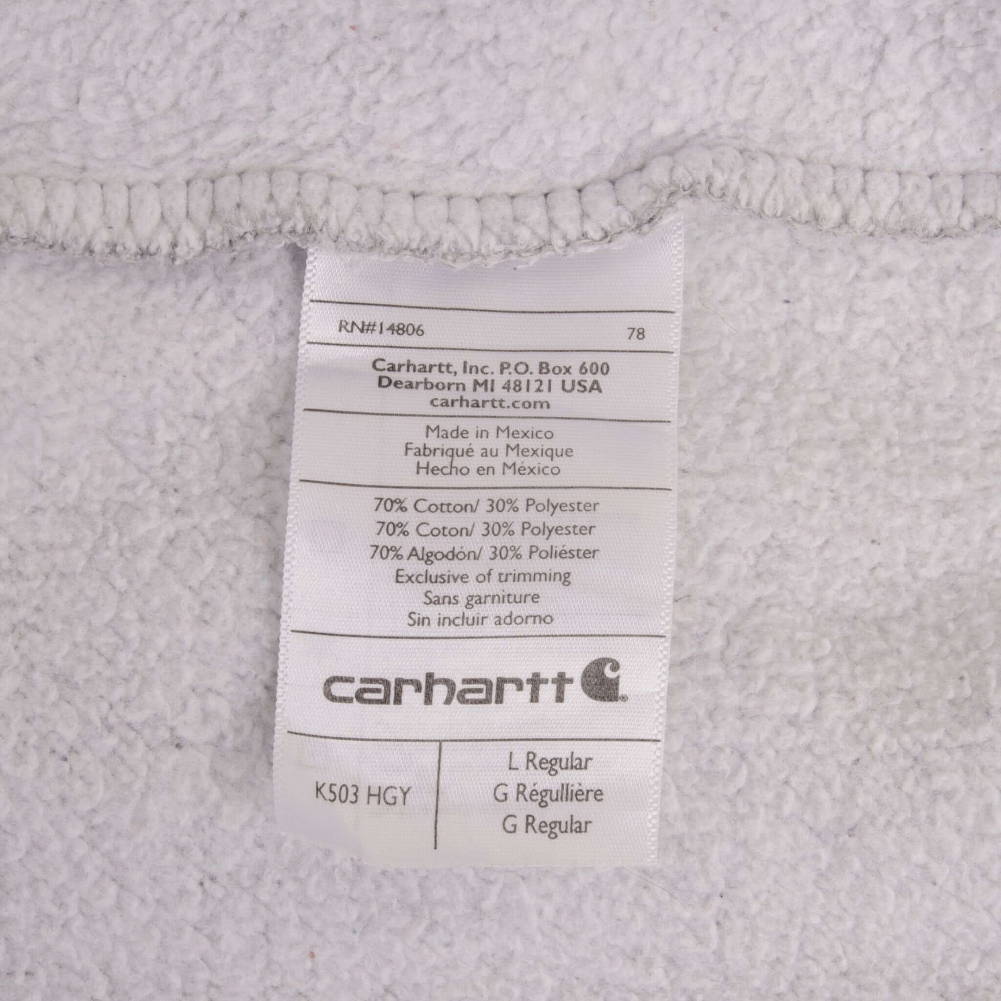 Carhartt Quarter Zip Grey Sweatshirt Size Large