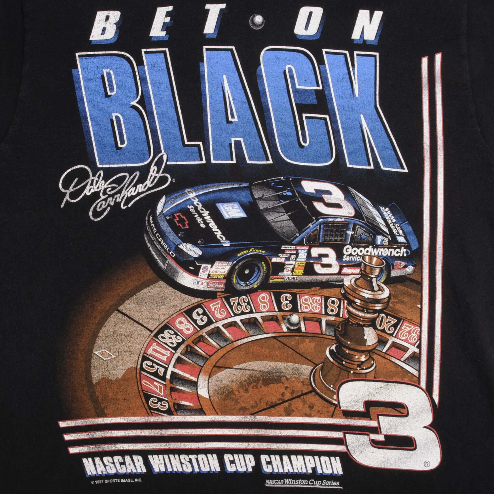 Vintage Nascar Dale Earnhardt Bet On Black 1993 Tee Shirt Size Medium With Single Stitch Sleeves