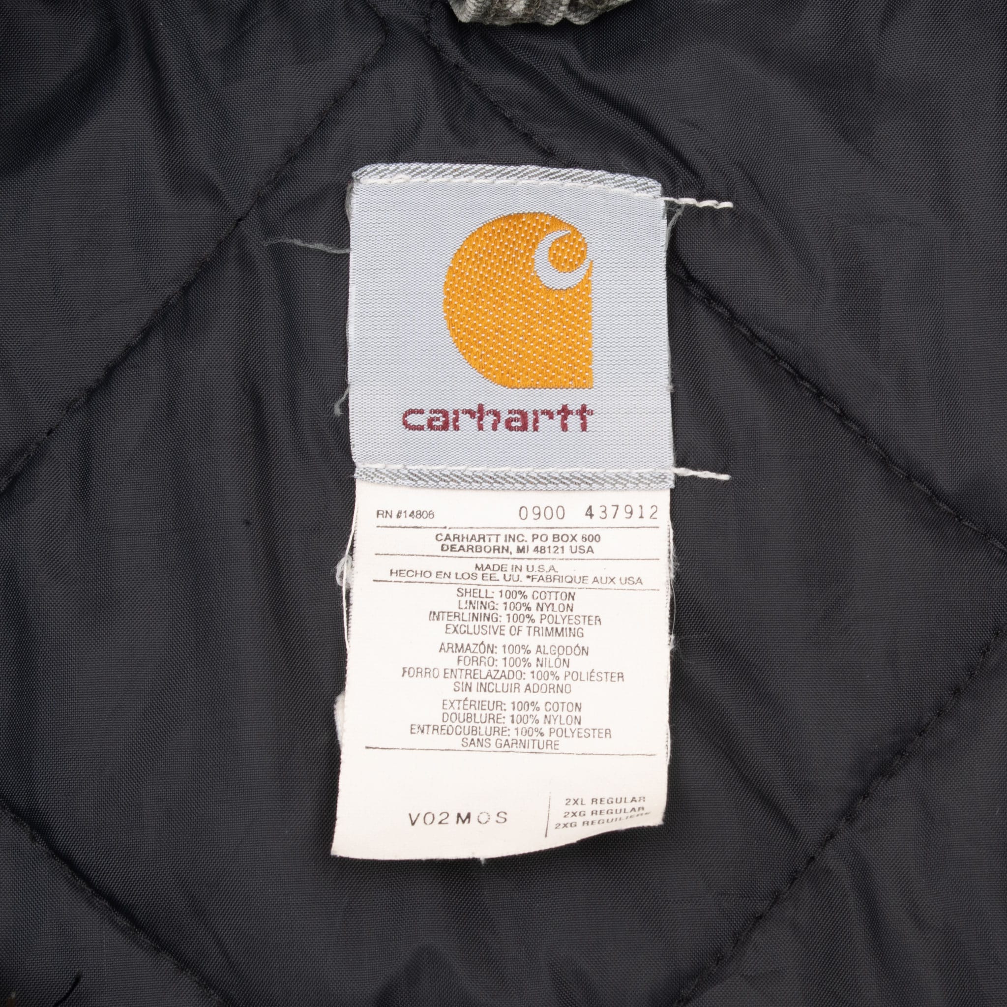 VINTAGE CARHARTT QUILT LINED GREEN VEST JACKET 2000 V02MOS 2XL MADE IN USA