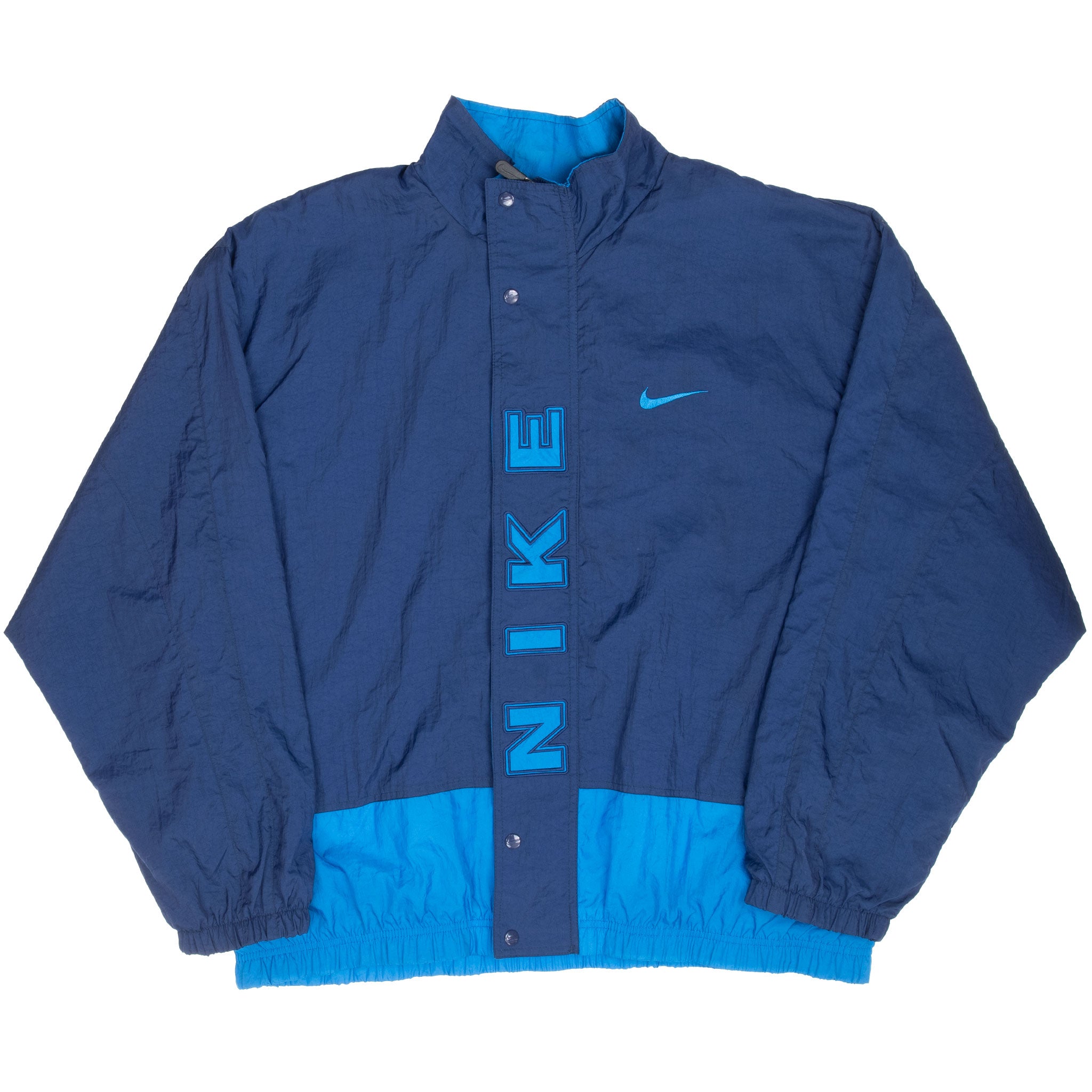 Vintage Nike Classic Swoosh Blue Windbreaker Jacket 1990S Size XL