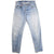Beautiful Indigo Levis 501 Jeans with selvedge 1971-1985 Made in USA with a very light blue wash and a nice contrast of light and medium blue.  Size 28x28  Back Button #6