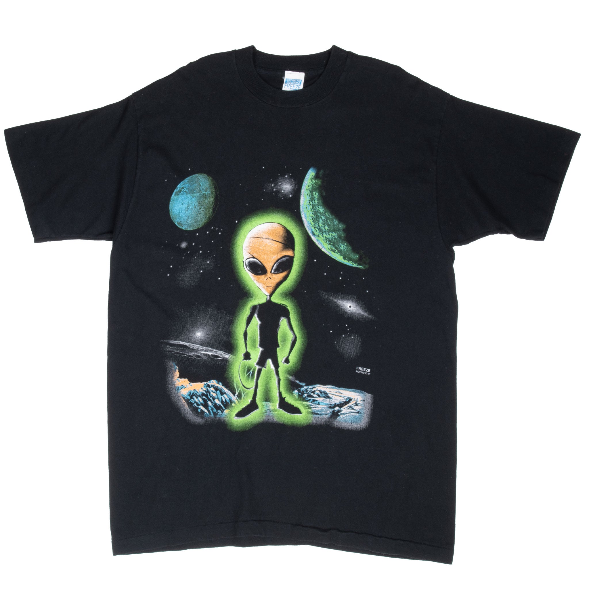 Vintage Alien Jump Shot Freeze Ny Tee Shirt 1990S Size Large Made In Usa