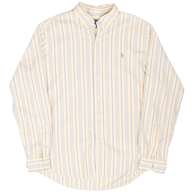 Vintage Ralph Lauren Yellow Striped Shirt 1990S Size XL