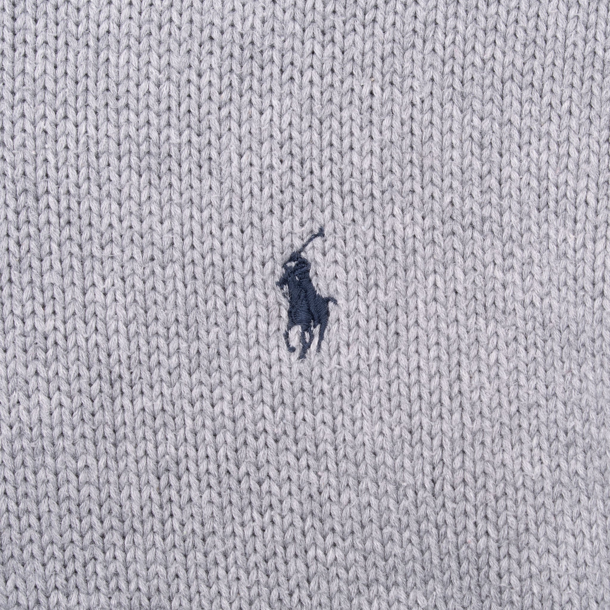 Vintage Polo Ralph Lauren Grey Knit Crewneck Sweater 1990S Size Large