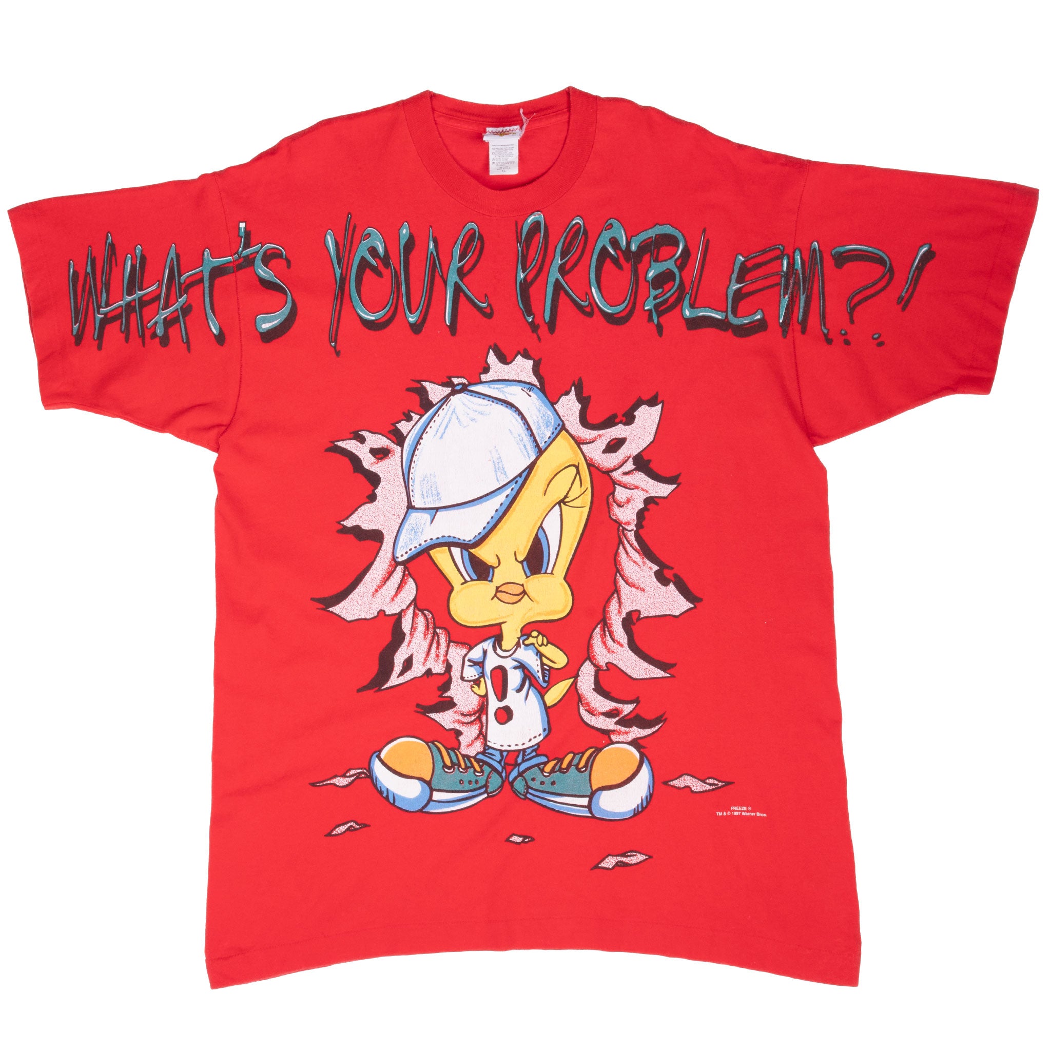 Vintage Looney Tunes Tweety Whats your problem Tee Shirt 1996 Size XL Made In USA with single stitch sleeves
