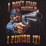 Vintage Armstrong And Albert I Don't Start Trouble I Finish It Tee Shirt 1990 Size Small With Single Stitch Sleeves