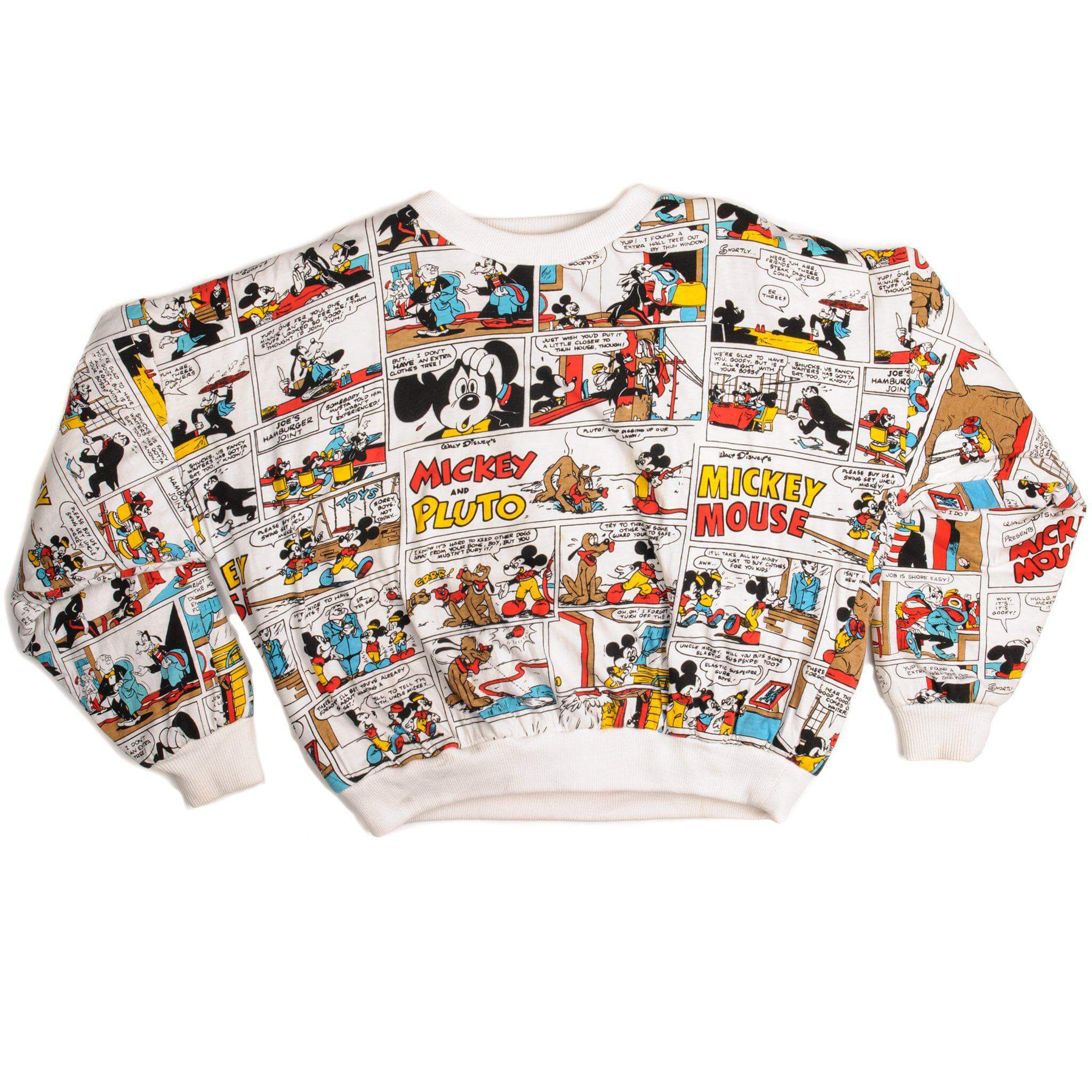 Vintage Disney All Over Print Mickey, Minnie And Pluto Reversible Sweatshirt Size Small Oversized