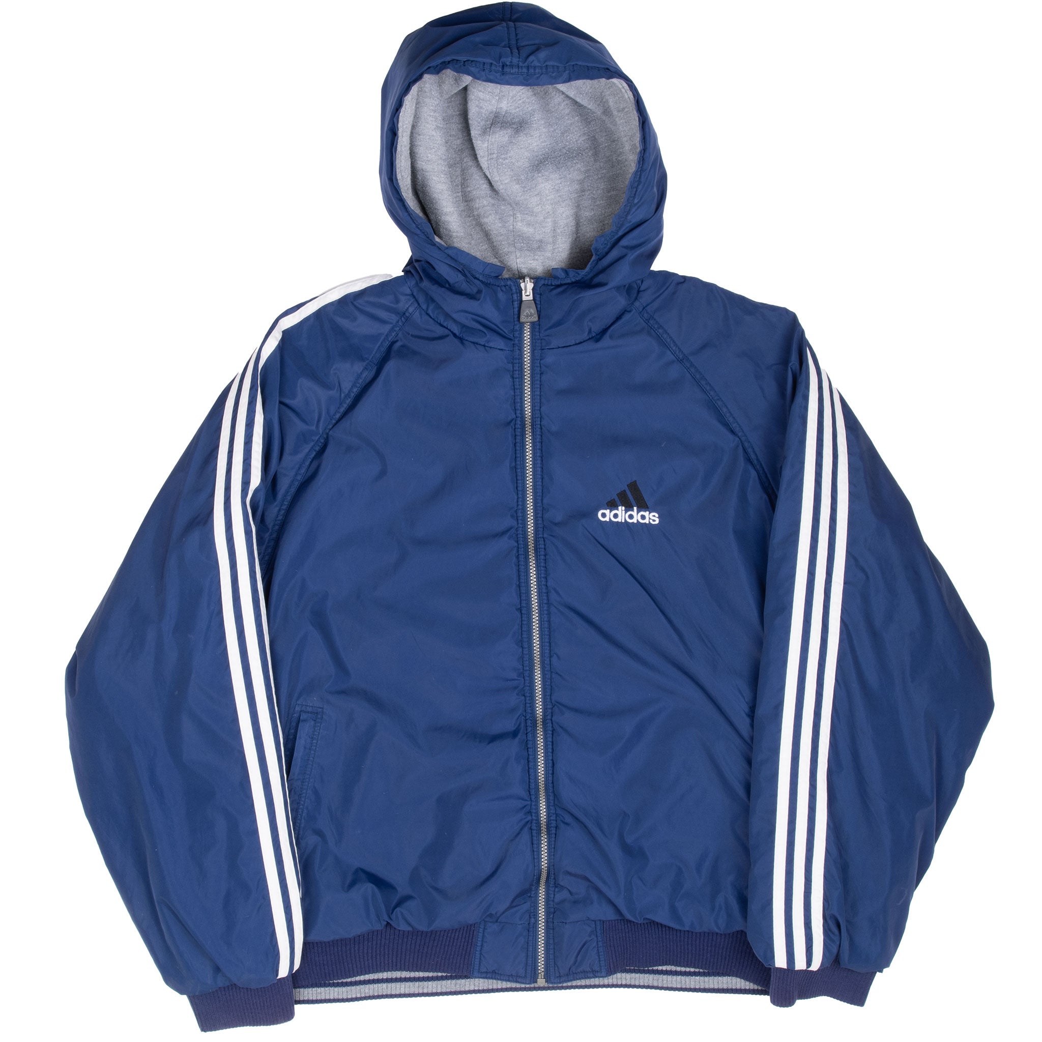 Vintage Adidas Reversible Nylon Windbreaker Hooded Jacket 1990S Size XL