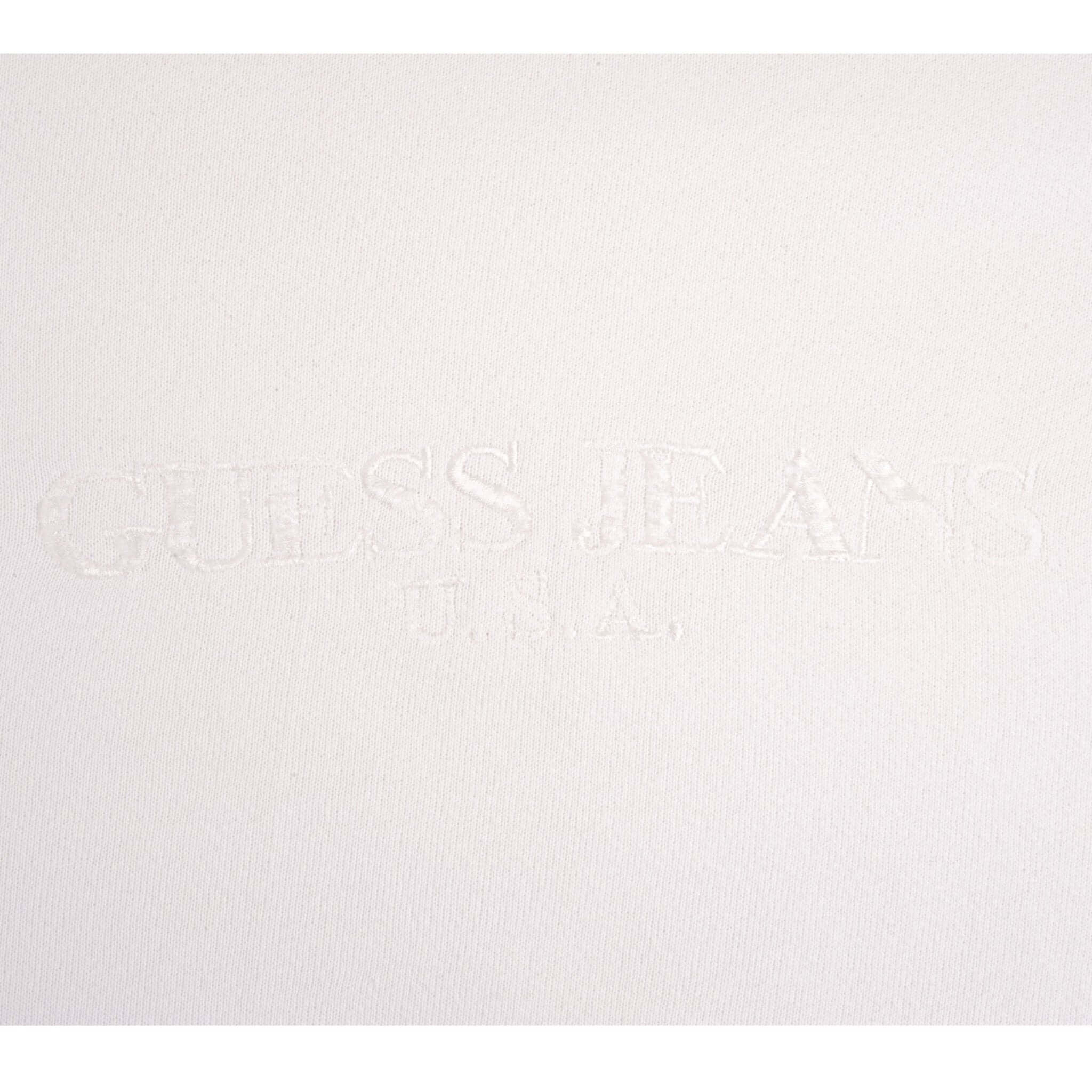 Vintage Guess Jeans Embroidered White Sweatshirt 1990S Size Small Made In USA